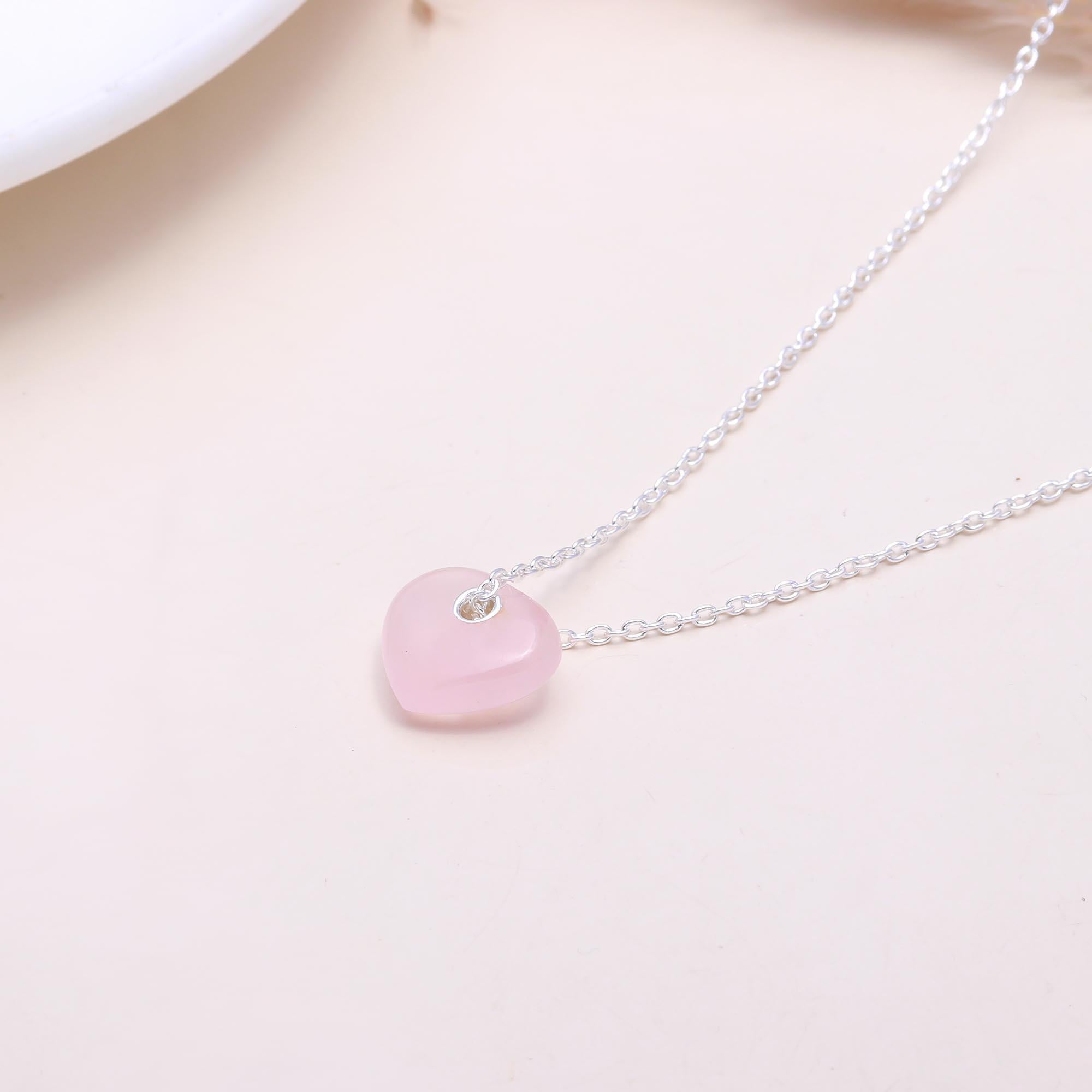 The Soft Love: Rose Quartz Puff Heart Pendant