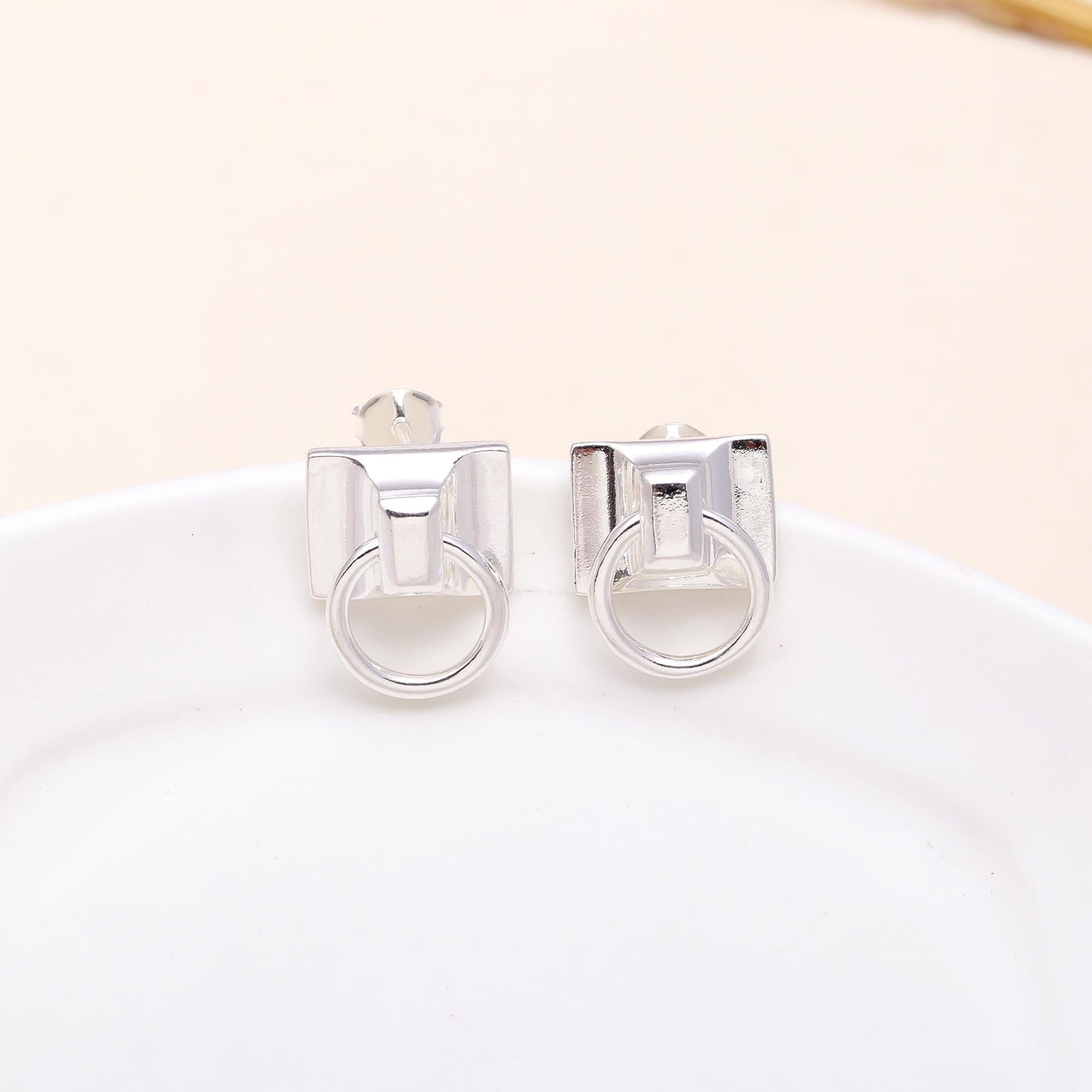 925 Sterling Silver Modern Geometric Stud Earrings