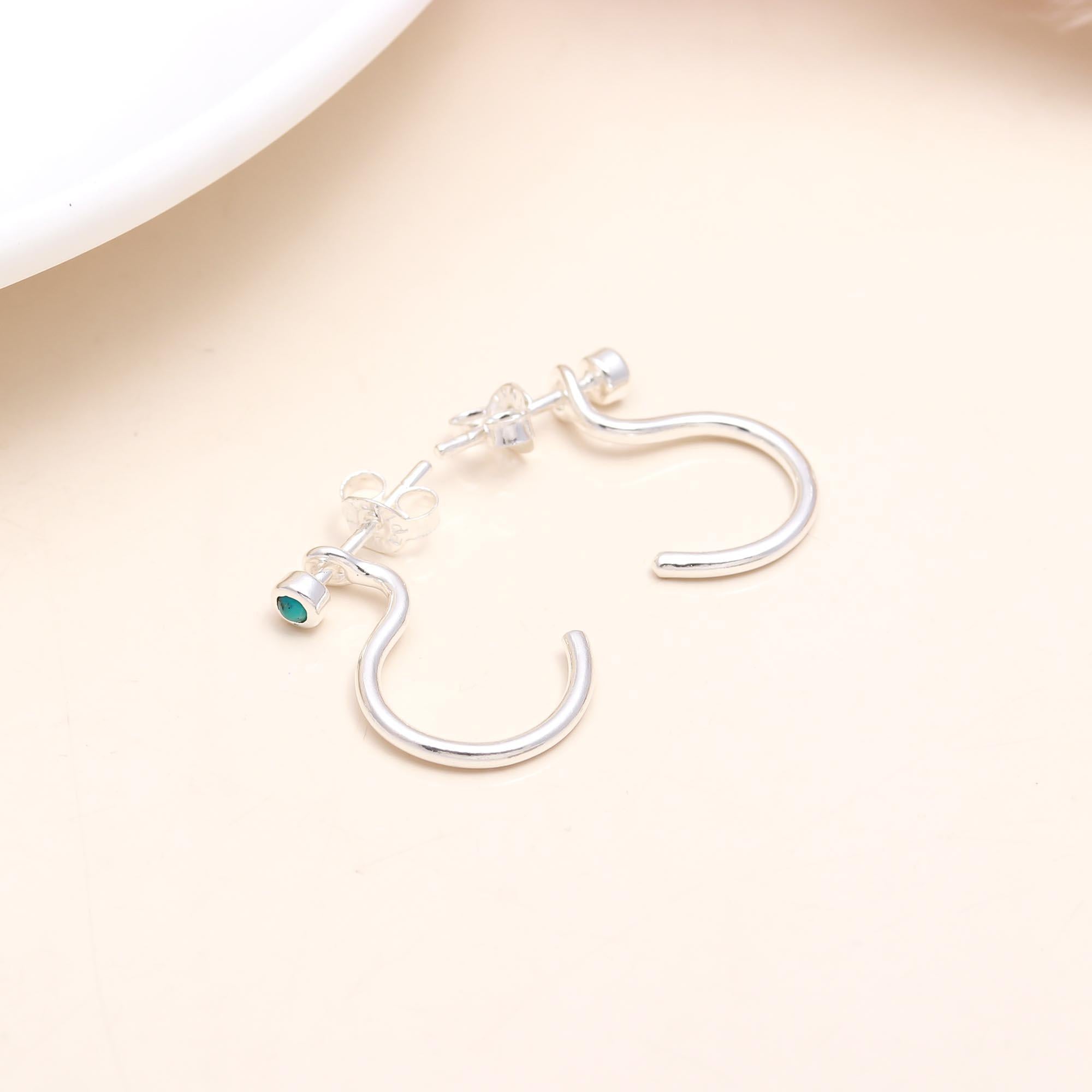 925 Sterling Silver Open Hoop Stud Earrings