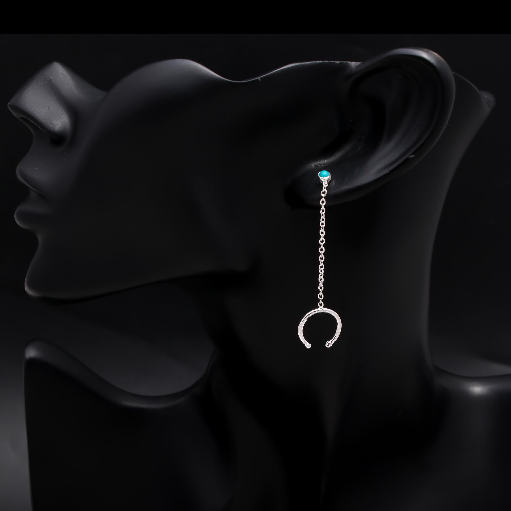925 Sterling Silver Turquoise Crescent Stud Earrings