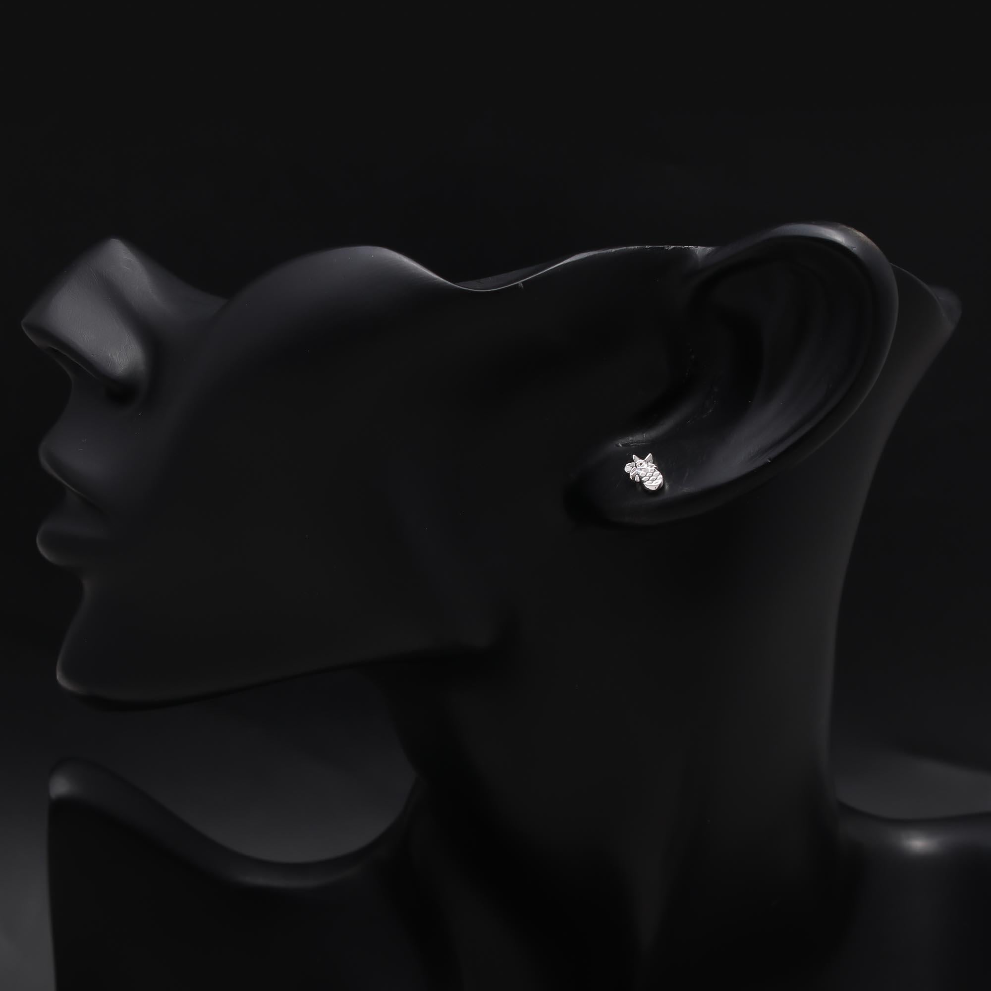 925 Sterling Silver Tropical Pineapple Stud Earrings