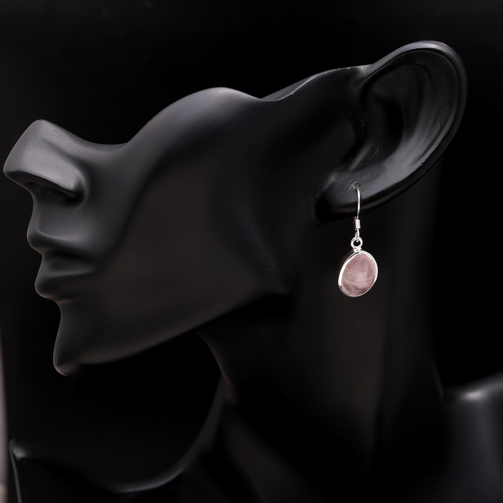 The Rosy Dawn: Rose Quartz & Silver Teardrop Earrings