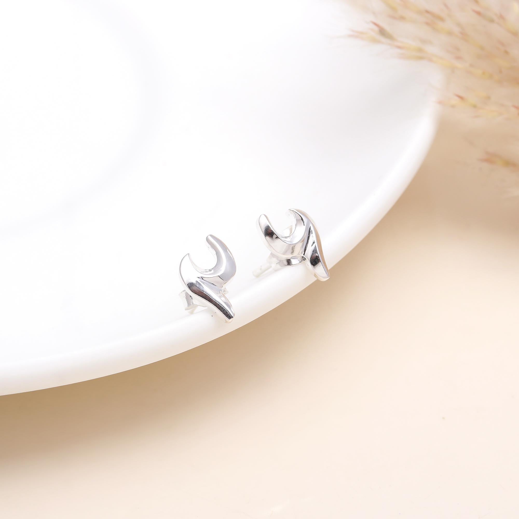 925 Sterling Silver Unique Stud Earrings