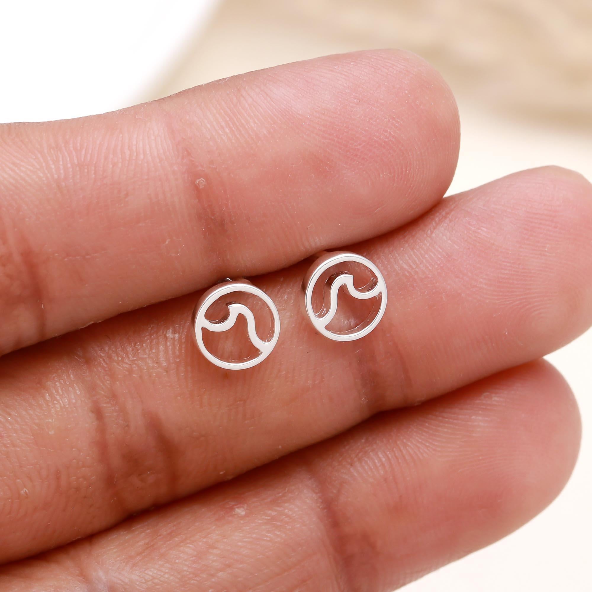 925 Sterling Silver Wave Stud Earrings