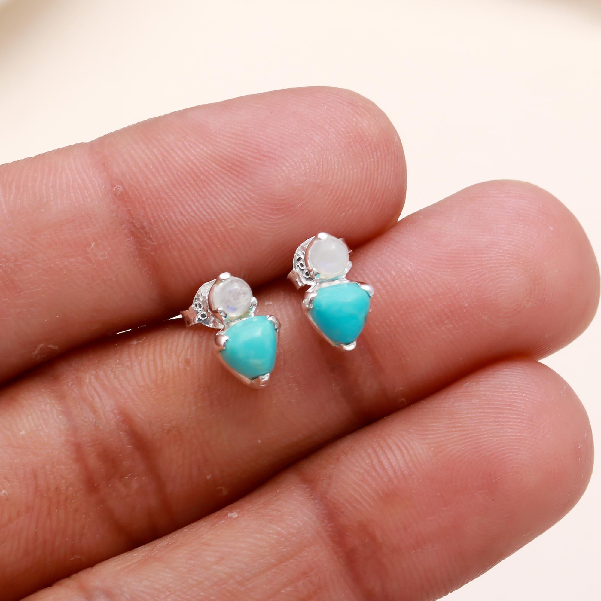 The Turquoise & Moon: Double Stone Petite Studs