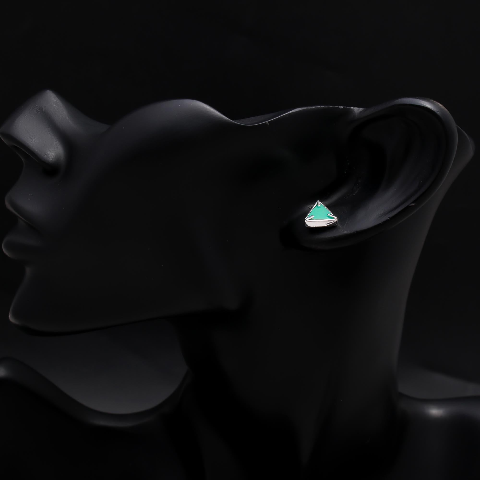 925 Sterling Silver Triangle Turquoise Stud Earrings