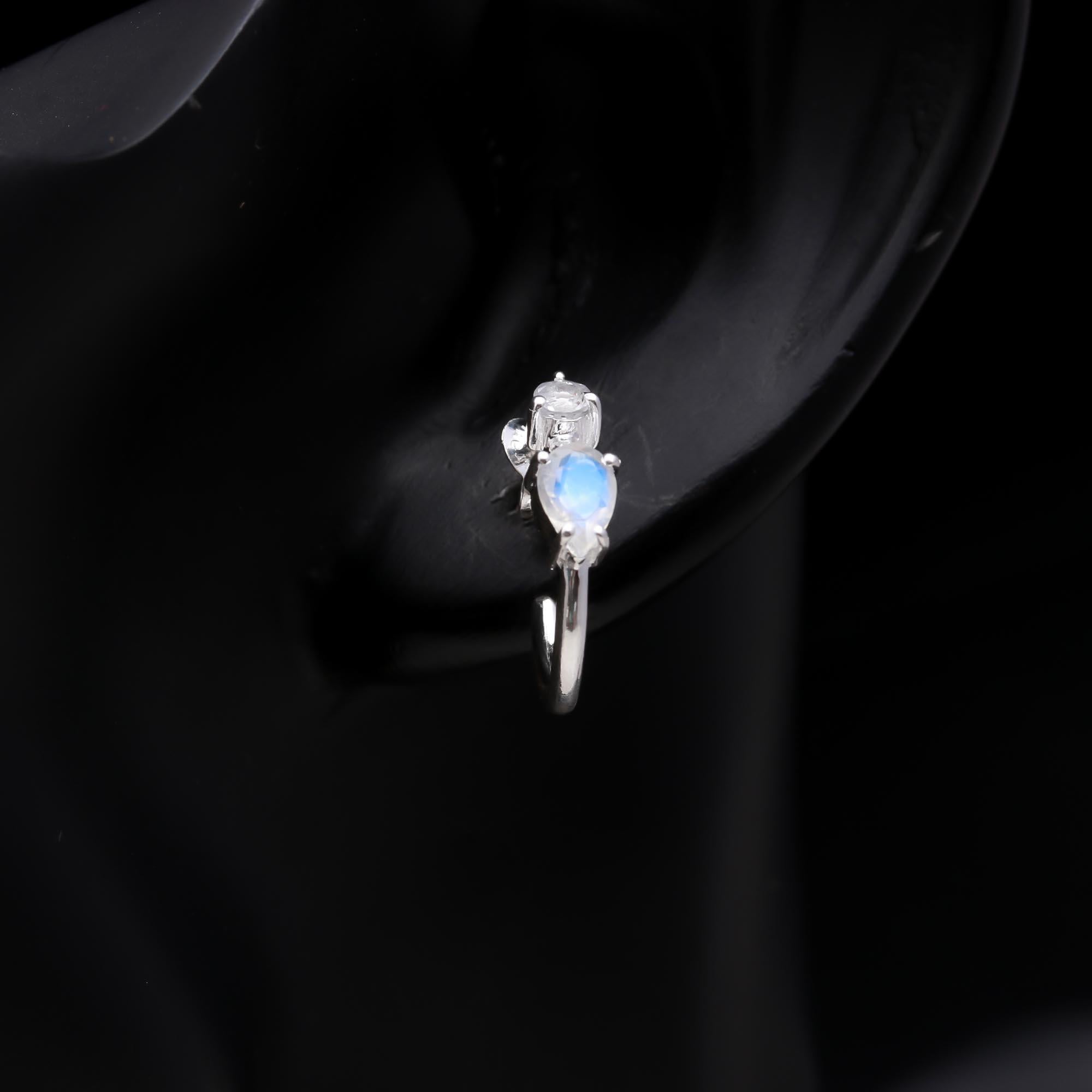 925 Sterling Silver Modern Half Hoop Stud Earrings