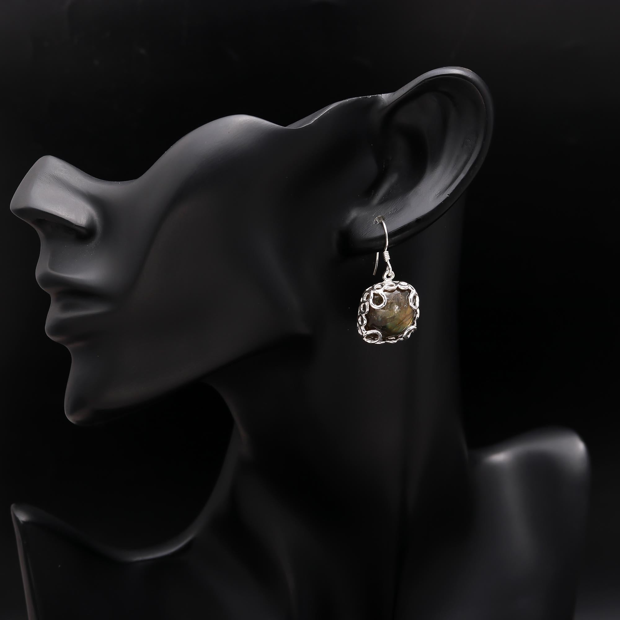 925 Silver Labradorite Dangle Earrings