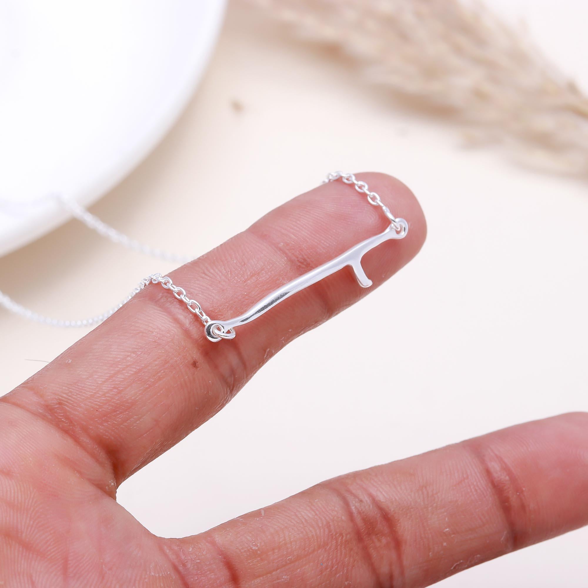 925 Sterling Silver Abstract Line Pendant Necklace