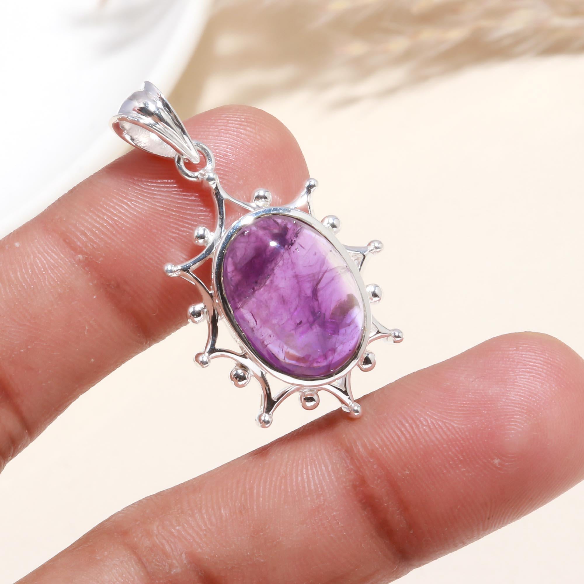 925 Sterling Silver Amethyst Gemstone Pendant