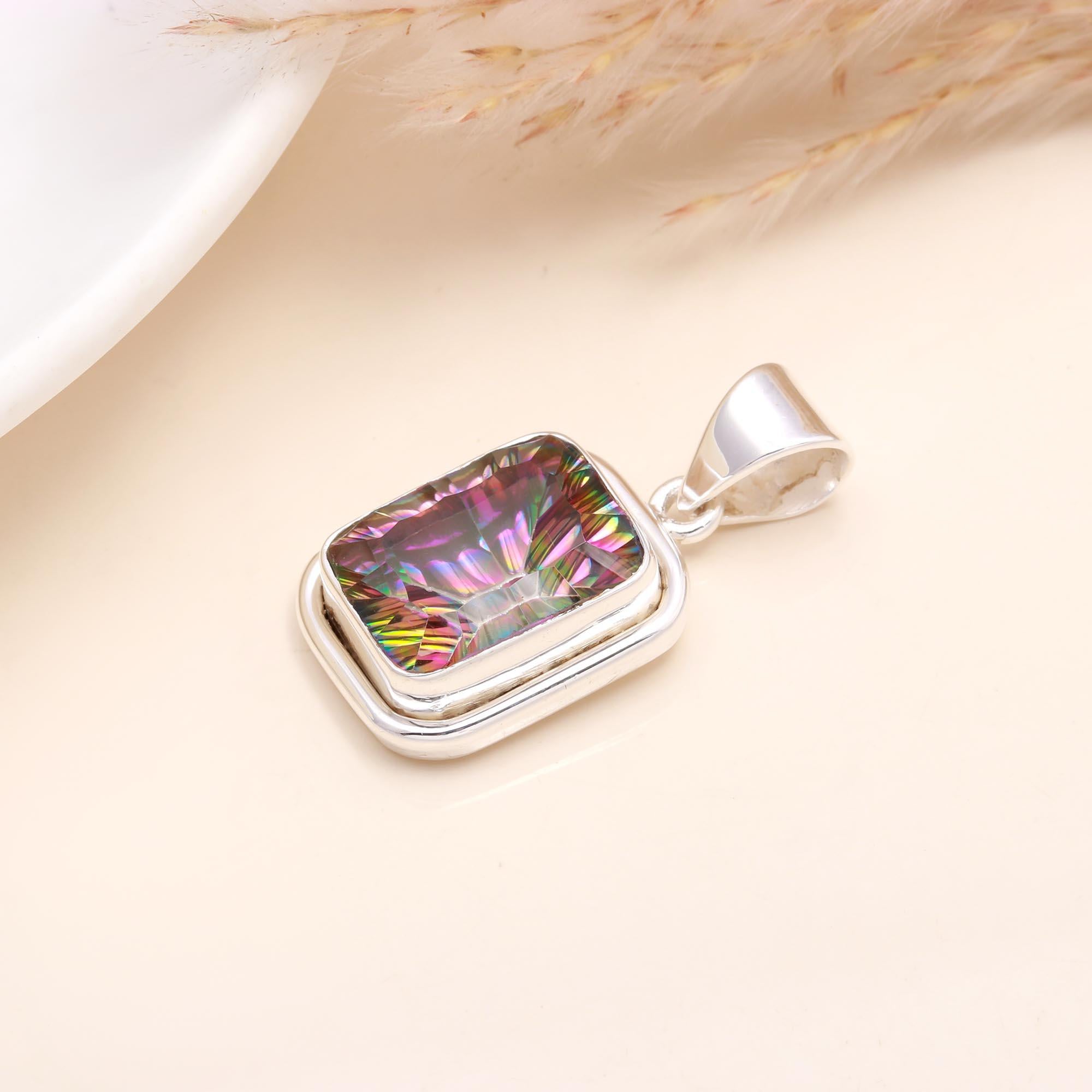 925 Sterling Silver Mystic Topaz Pendant