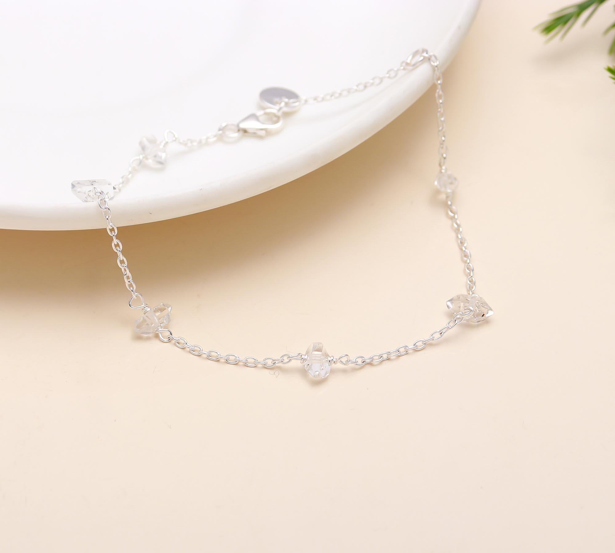 925 Silver Crystal Quartz Chain Bracelet