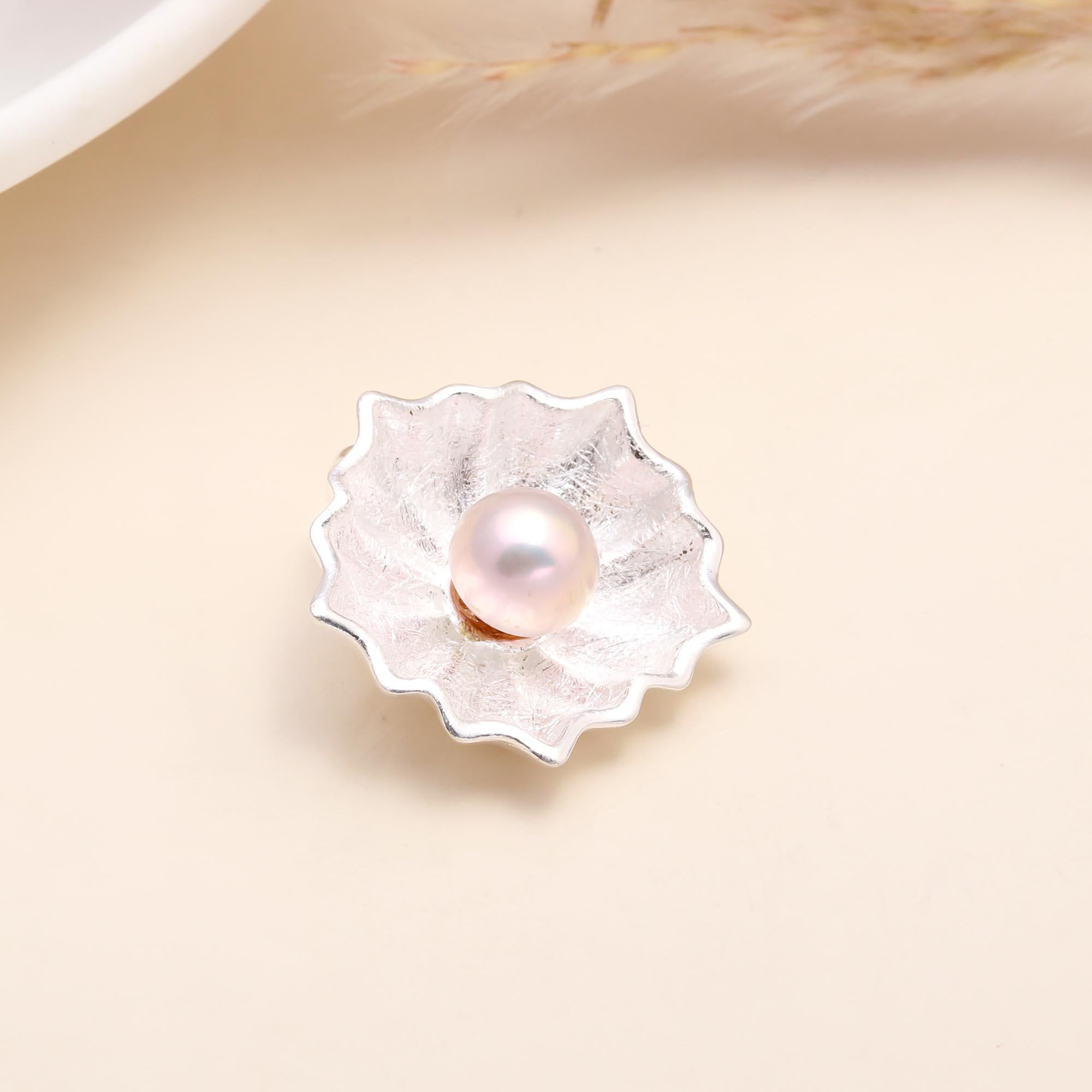 925 Sterling Silver Pink Pearl Flower Pendant