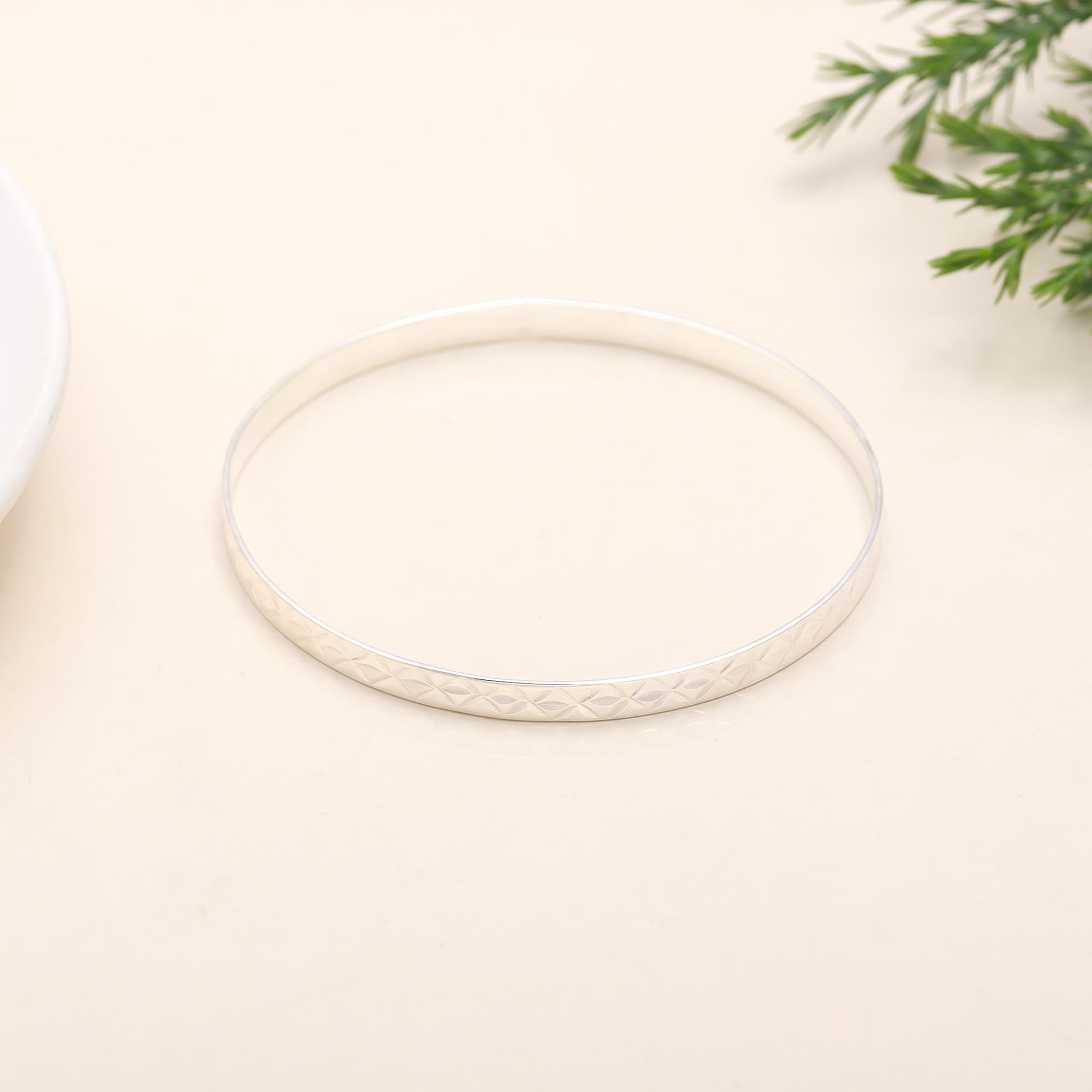 925 Silver Textured Bangle Bracelet
