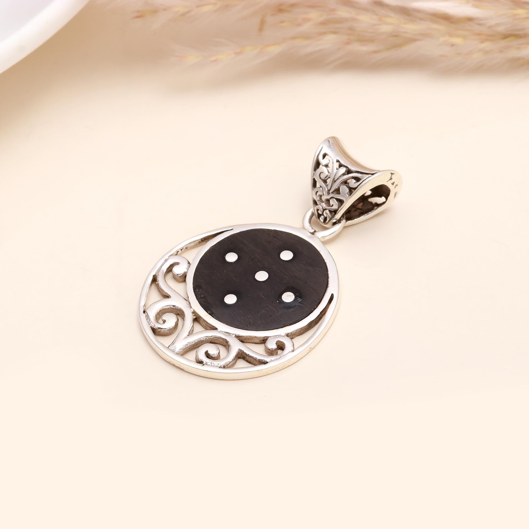 925 Sterling Silver & Wood Fusion Pendant