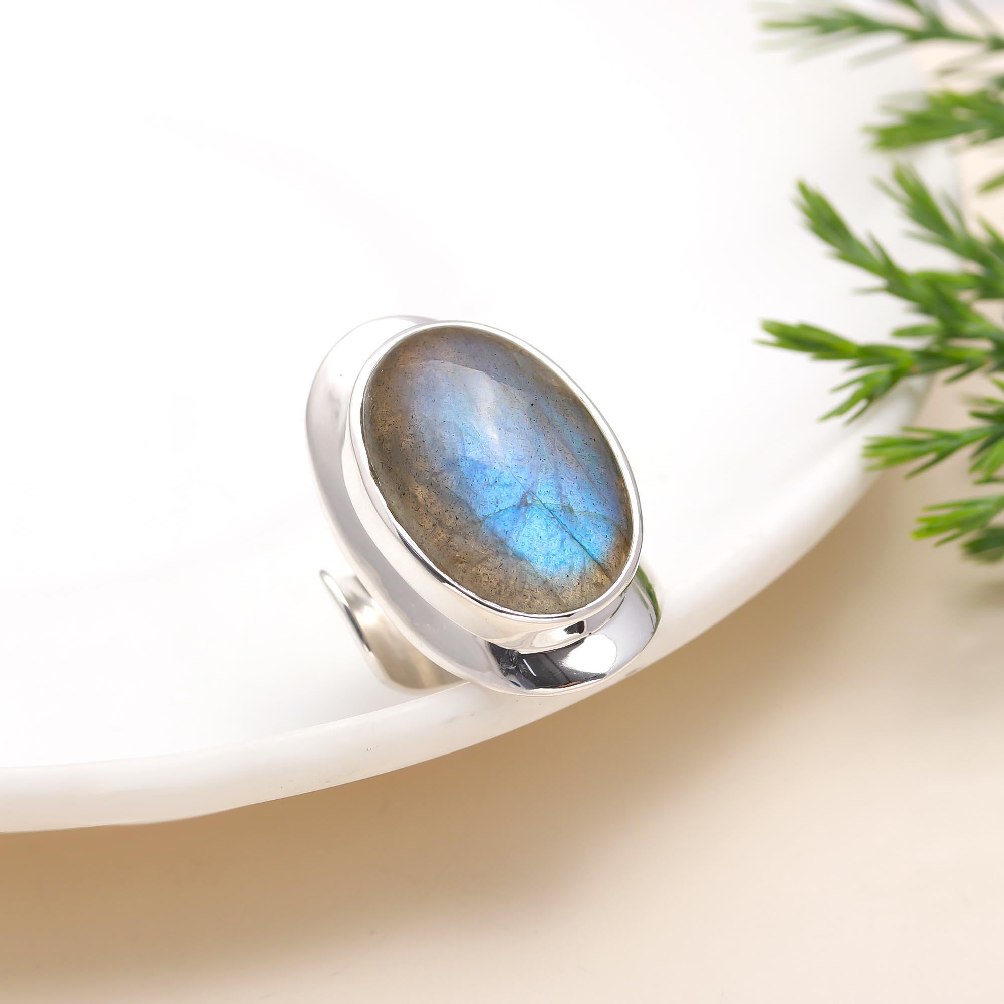 925 Silver Labradorite Statement Ring