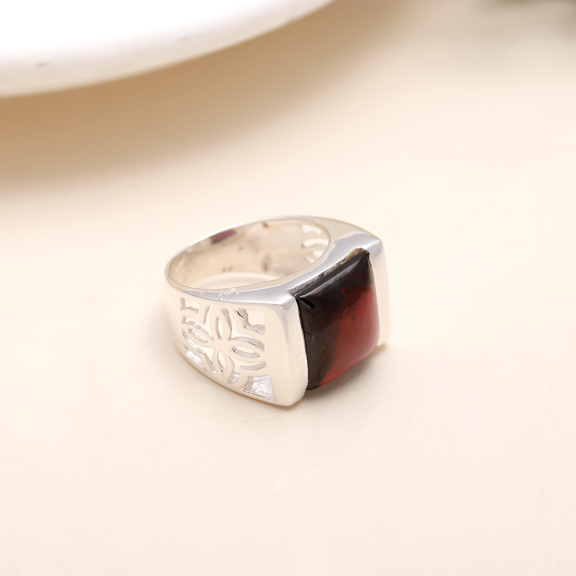 Sterling Silver Garnet Statement Ring