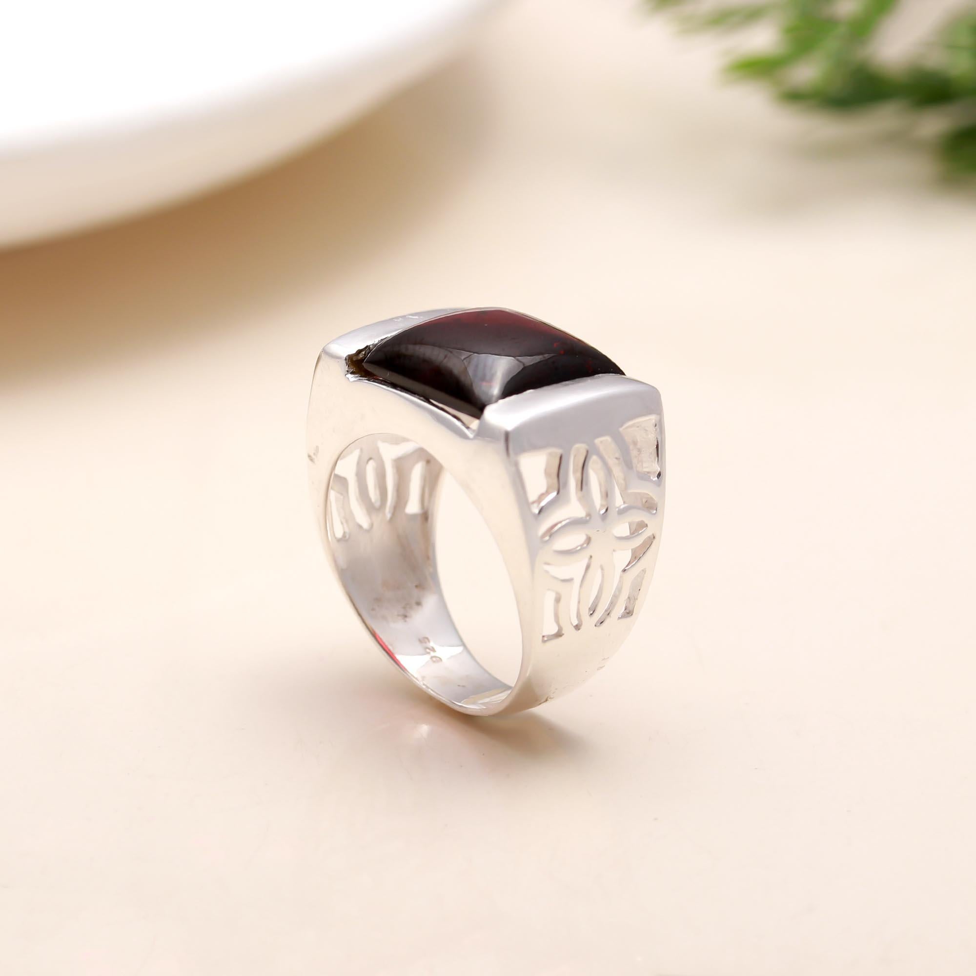 Sterling Silver Garnet Statement Ring