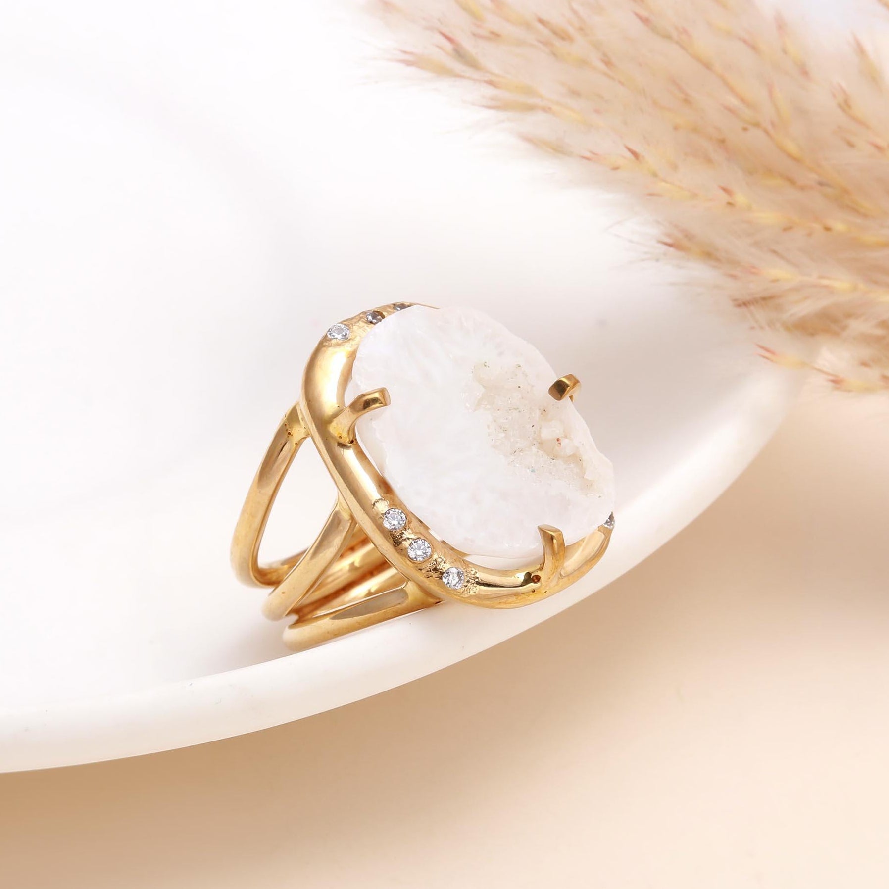 The Geode Statement: White Geode Crystal Ring