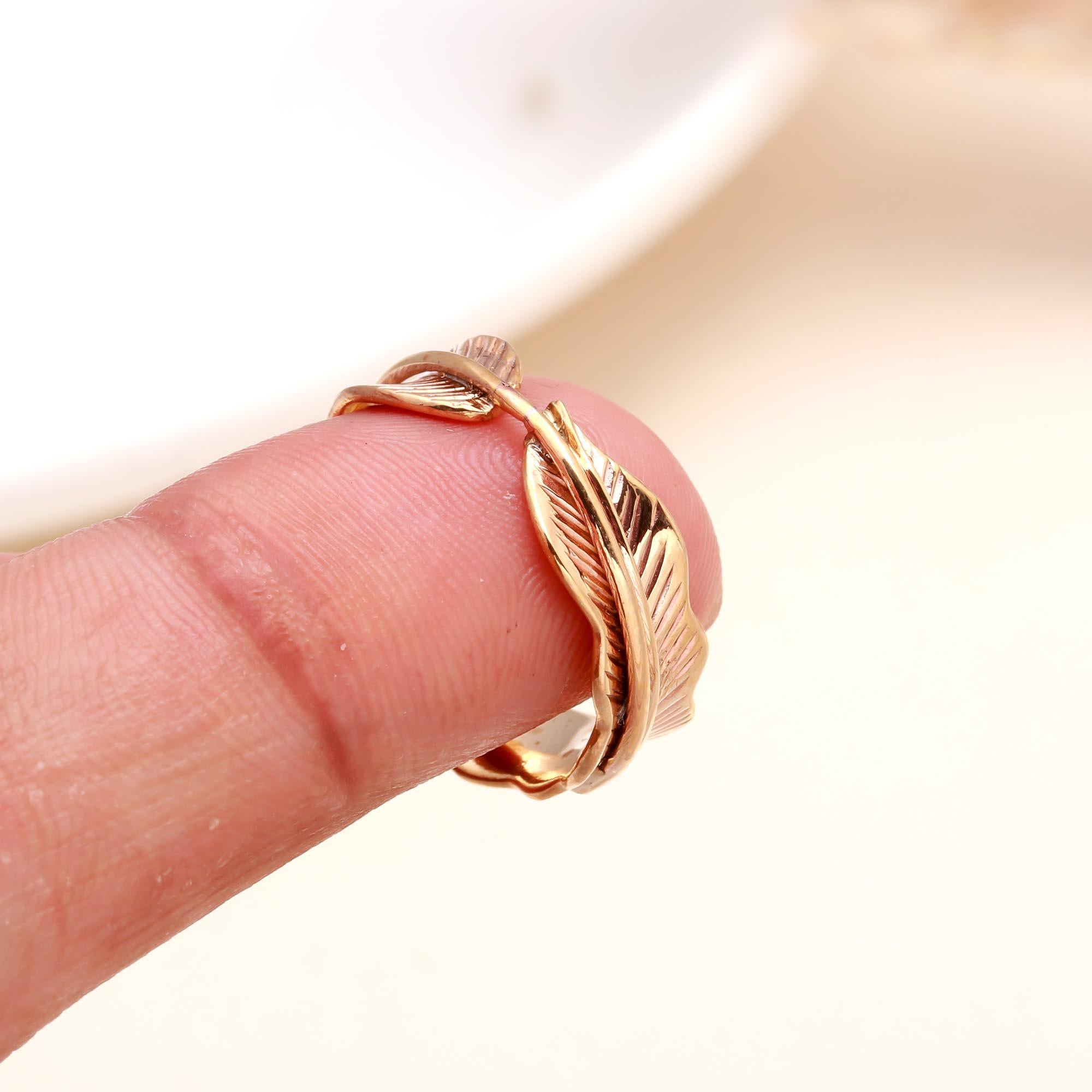 925 Sterling Silver Feather Wrap Statement Ring