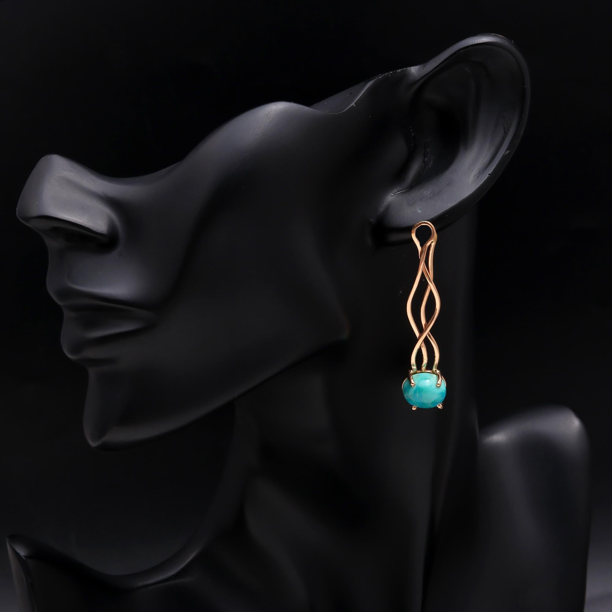 925 Silver Twist Turquoise Beads Drop Earrings