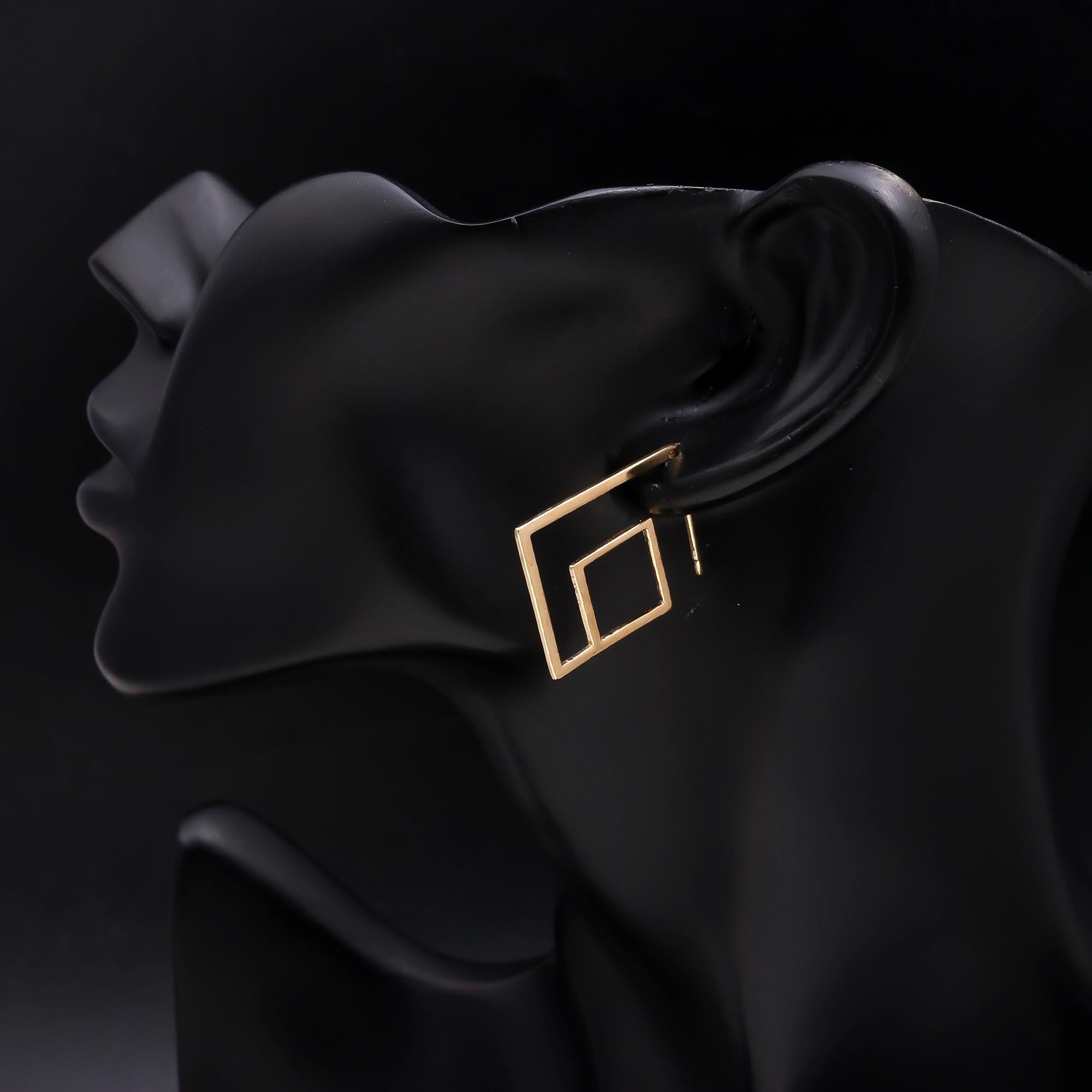 925 Sterling Silver Geometric Square Spiral Hoop Earrings