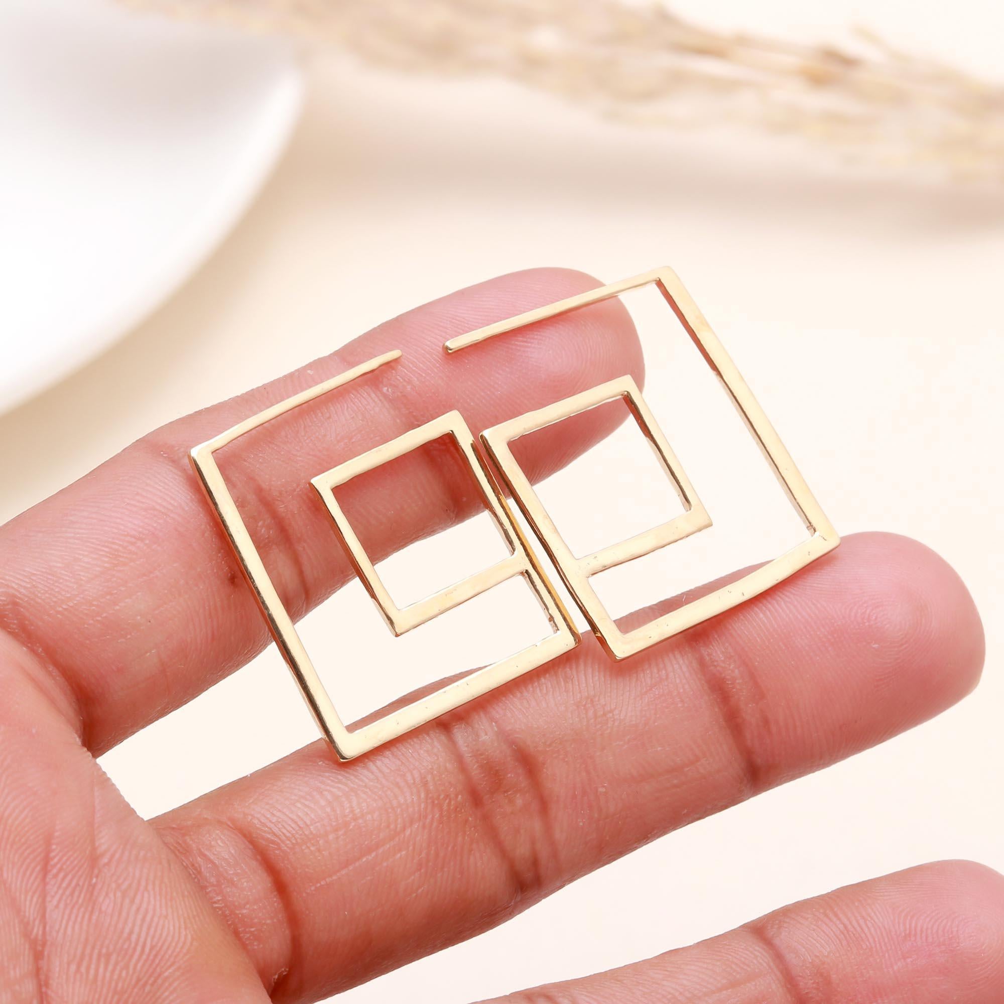 925 Sterling Silver Geometric Square Spiral Hoop Earrings