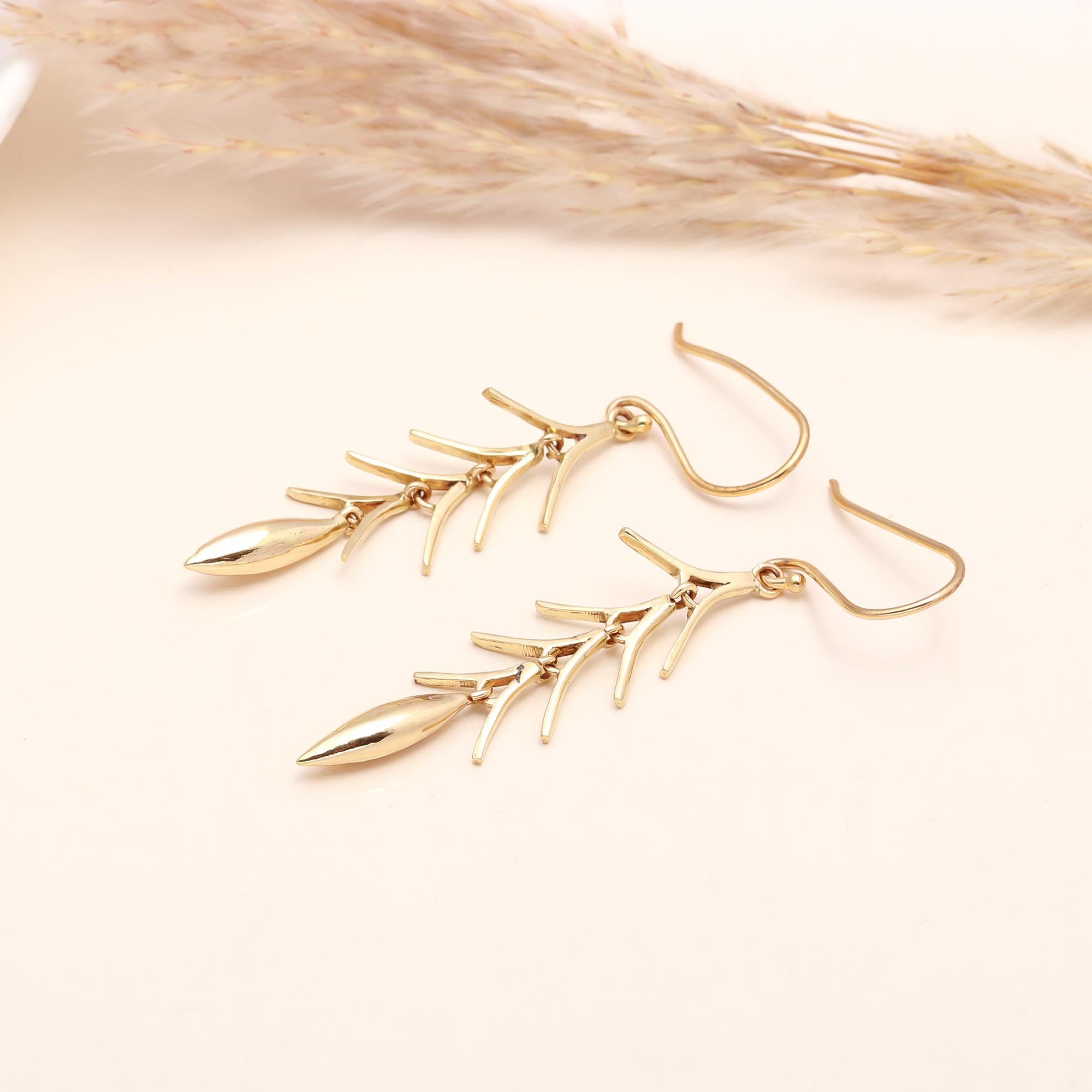 925 Sterling Silver Olive Leaf Drop Earrings