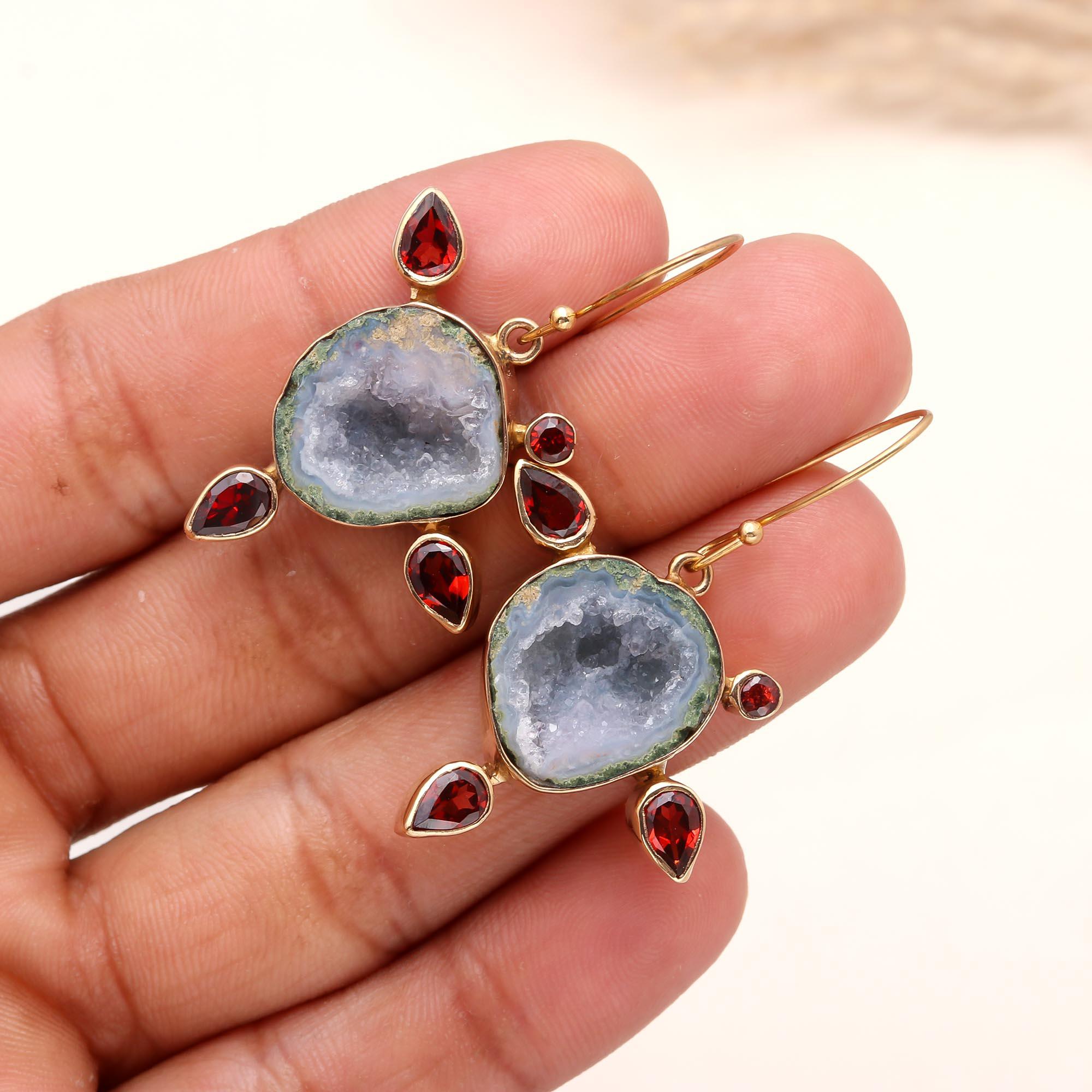 The Geode Amulet: Agate Geode Drop Earrings
