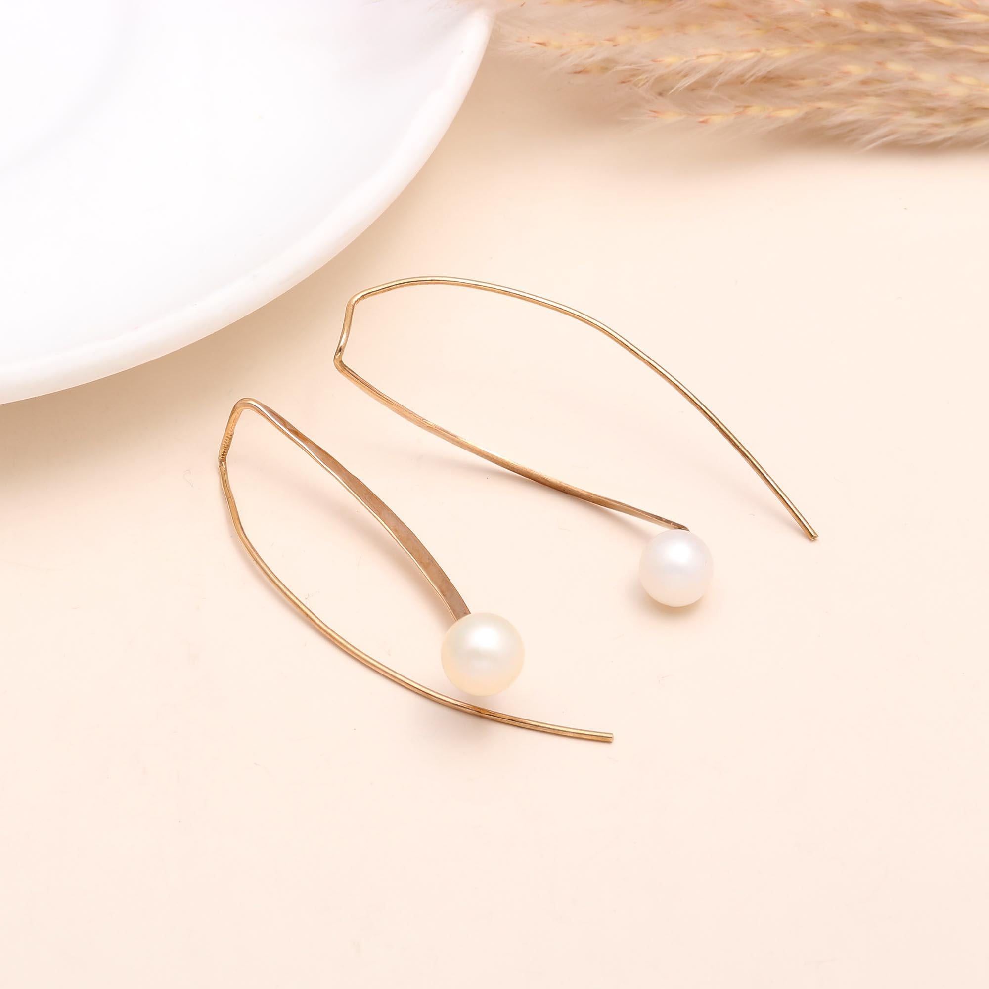 925 Sterling Silver Modern Pearl Drop Earrings