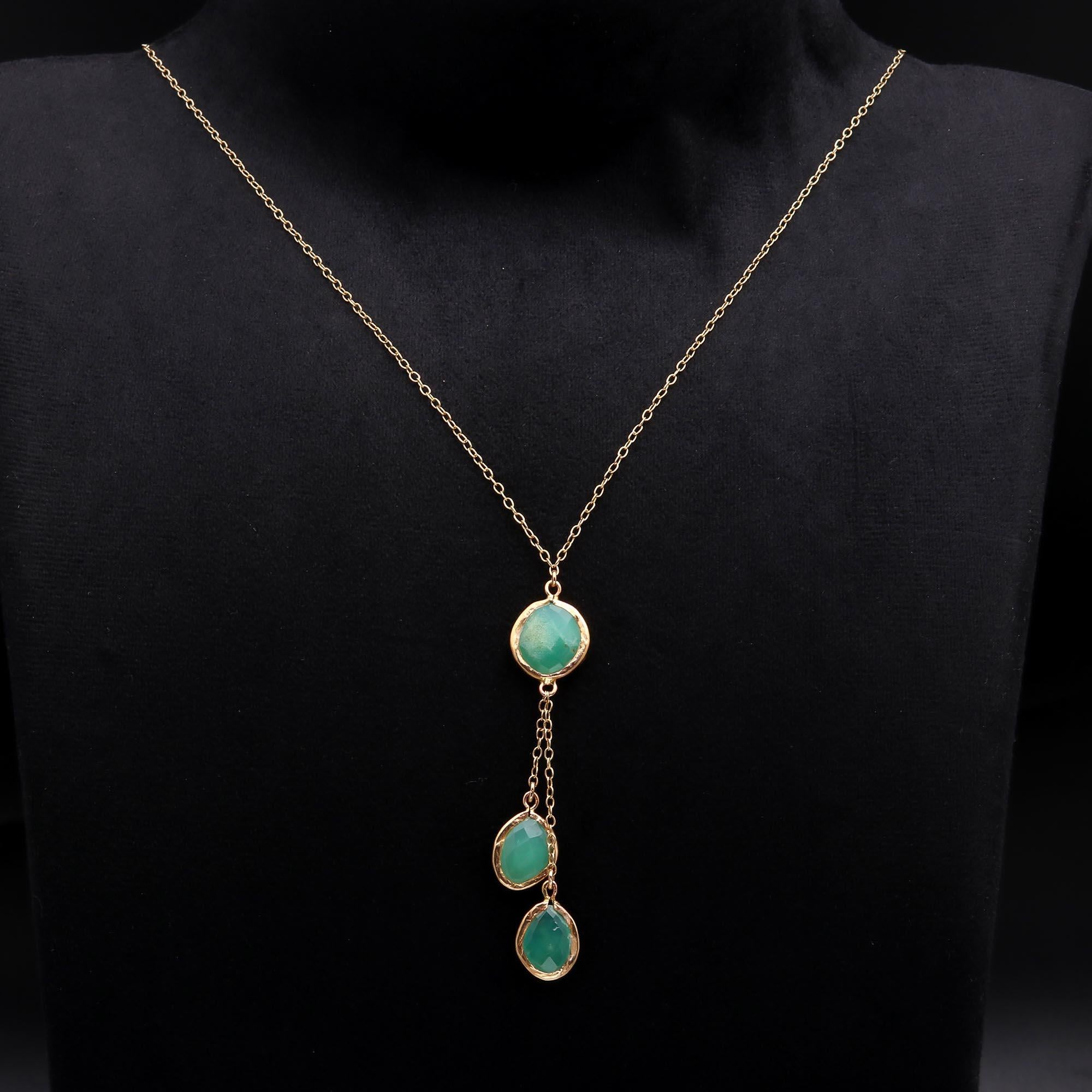 The Verdant Drop: Green Onyx Y-Necklace