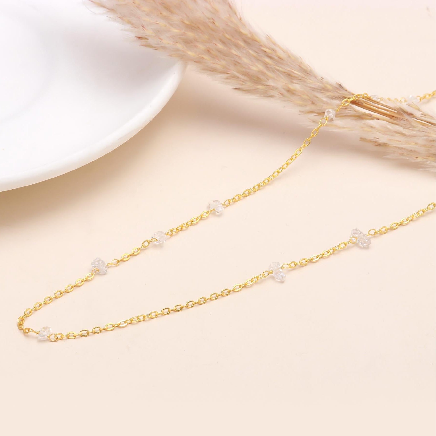 The Ethereal Strand: Herkimer Diamond Chain Necklace