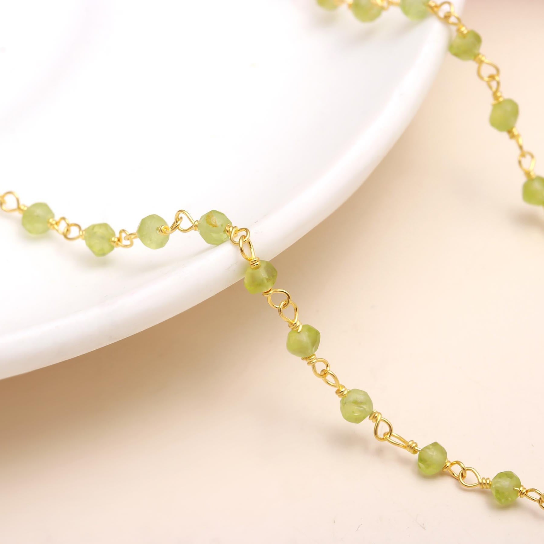 The Verdant Strand: Peridot Beaded Rosary Necklace