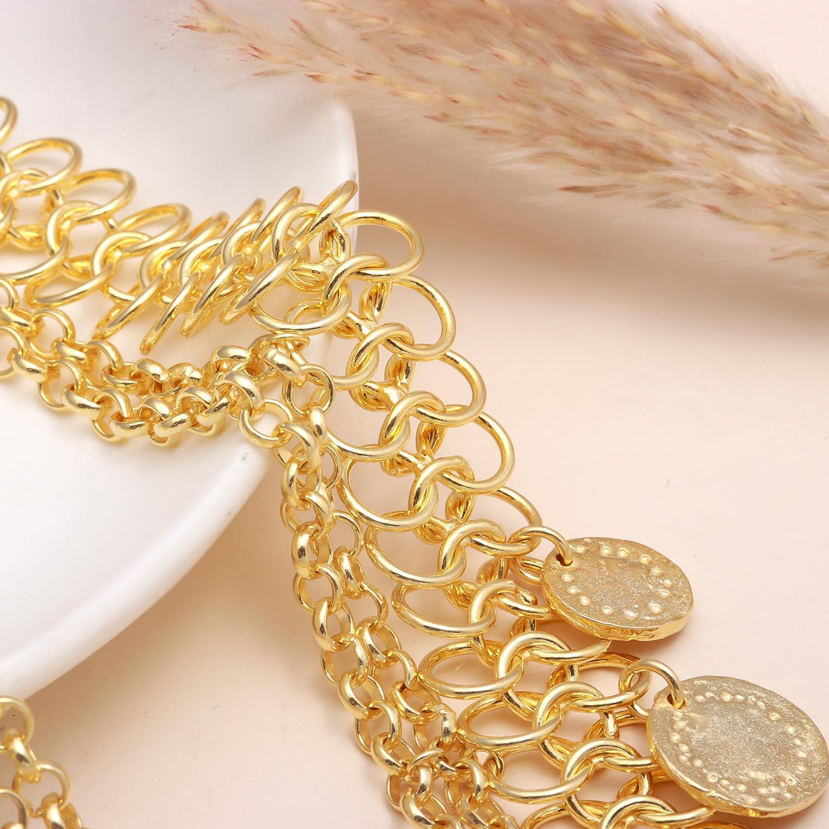 The Golden Treasury: Layered Coin Charm Bib Necklace