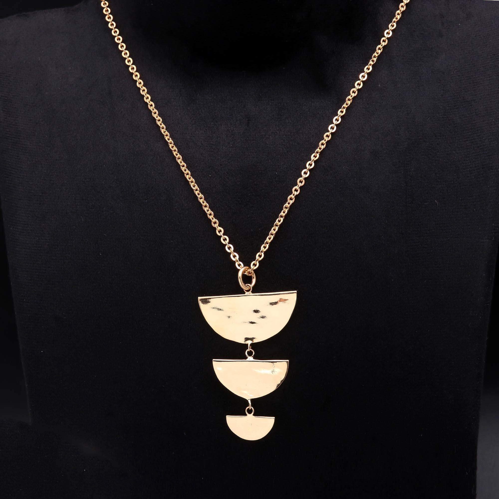 Modern Triple Crescent Pendant Necklace