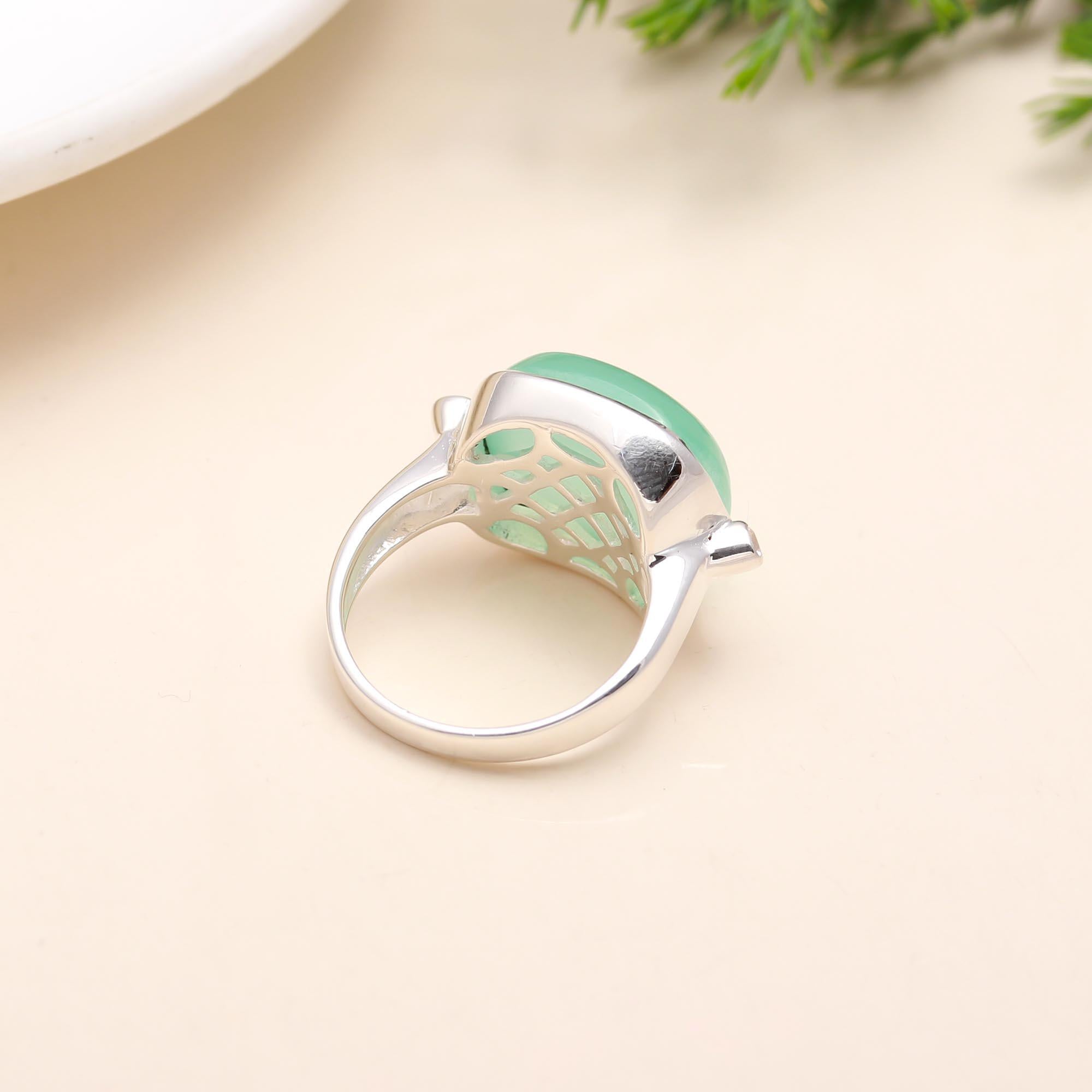 925 Silver Green Chalcedony Ring