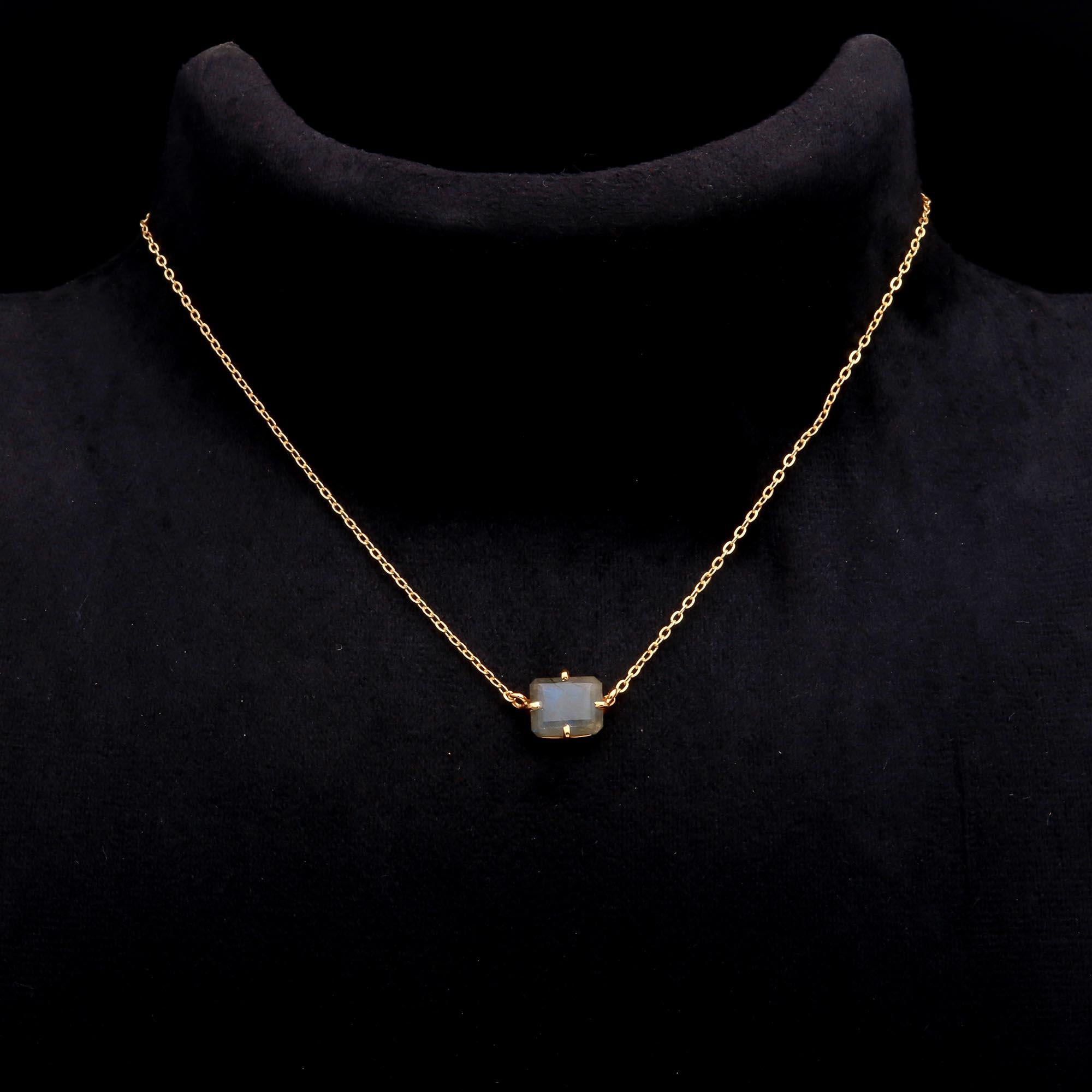 The Golden Rectangle: Faceted Labradorite Station Necklace