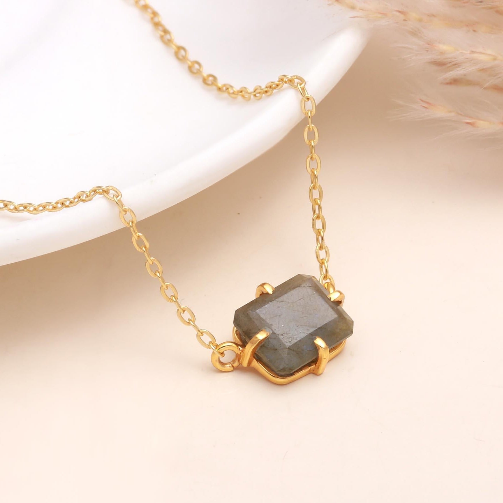 The Golden Rectangle: Faceted Labradorite Station Necklace
