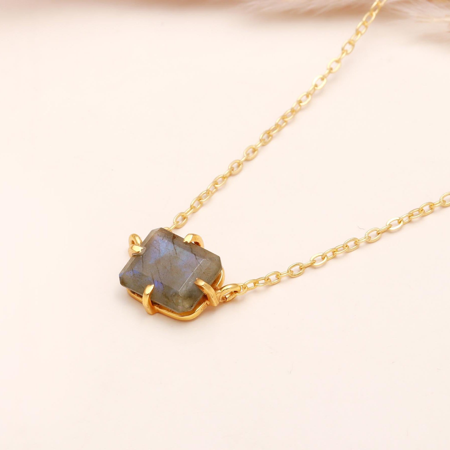 The Golden Rectangle: Faceted Labradorite Station Necklace