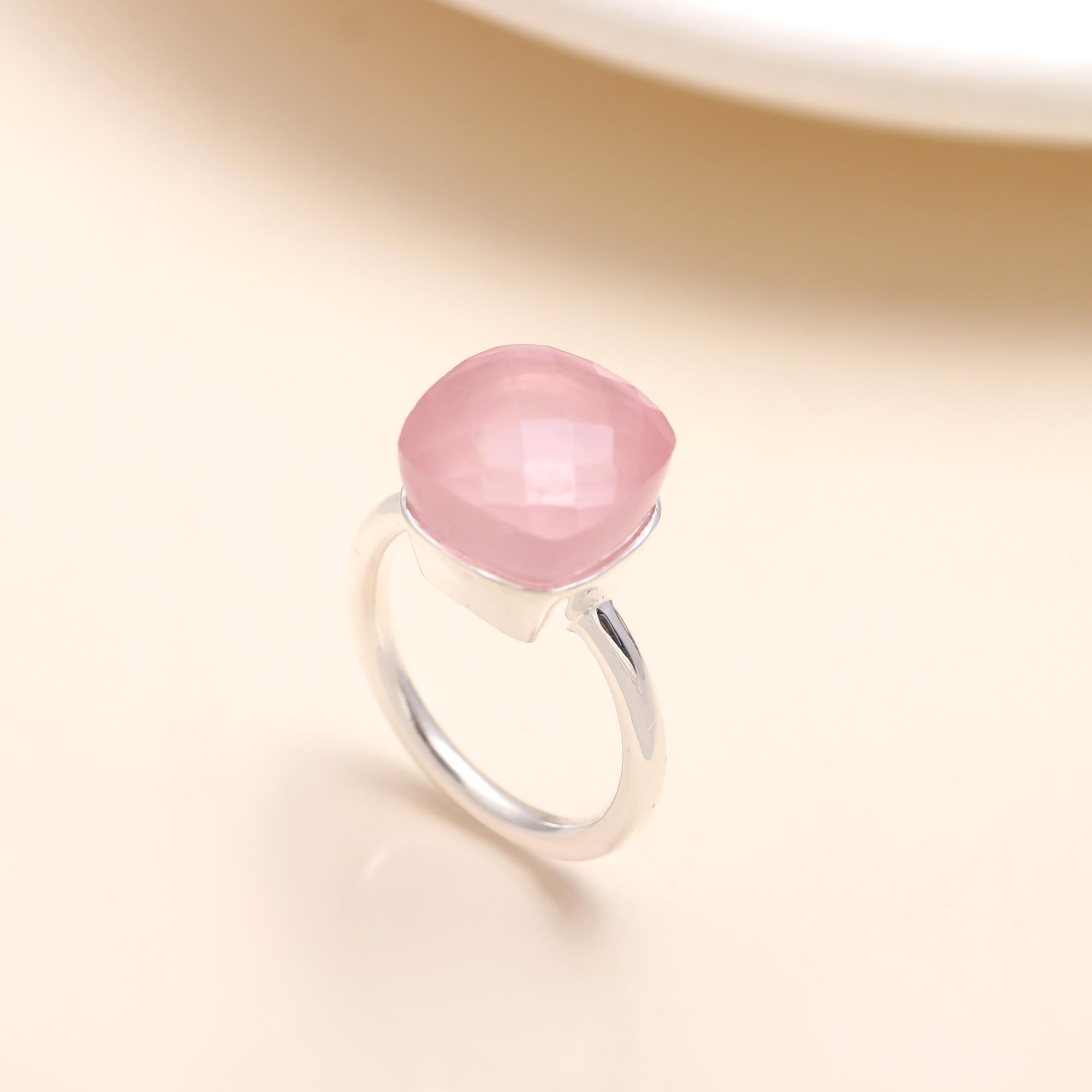 925 Silver Rose Quartz Ring