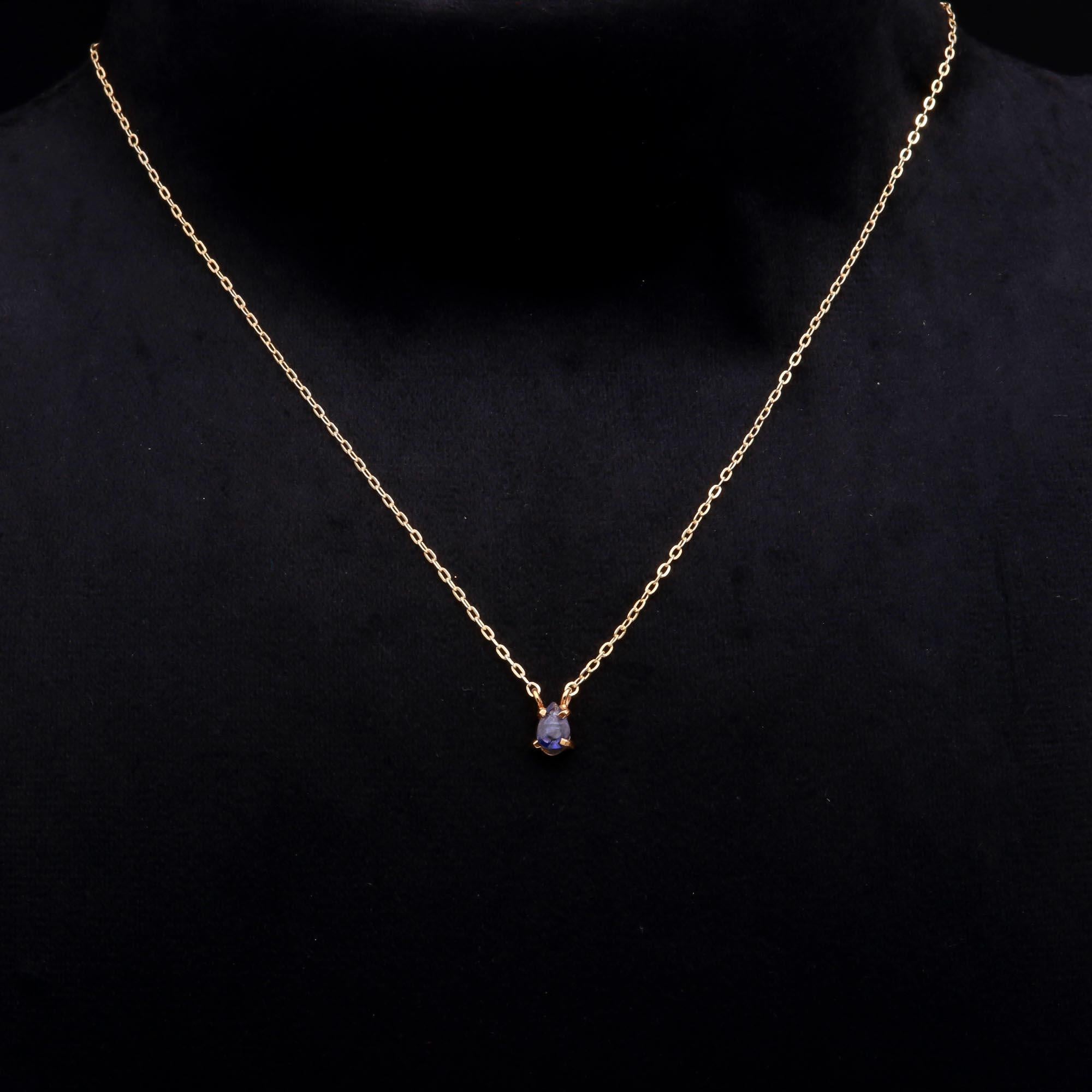 The Violet Solitaire: Dainty Iolite Pendant Necklace