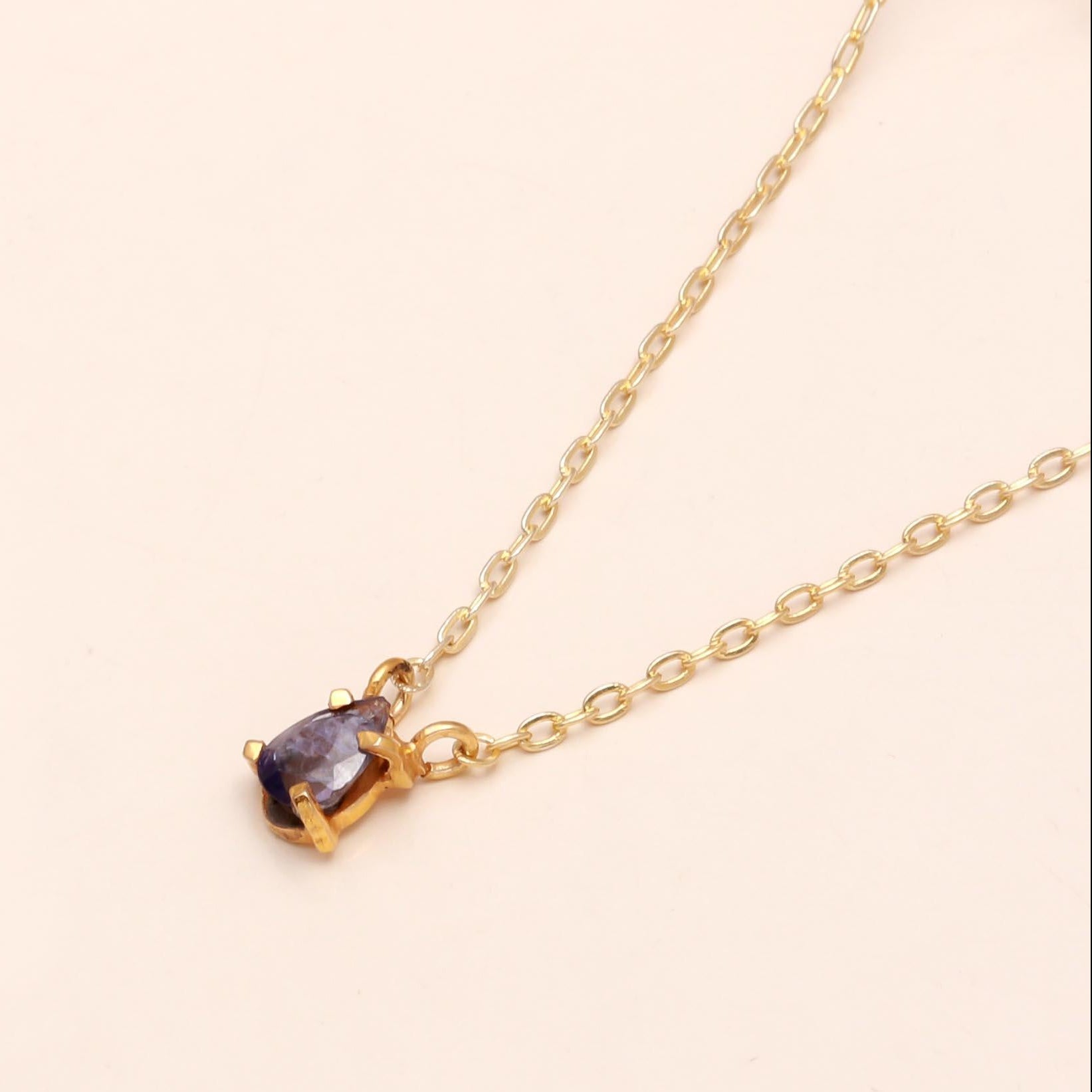 The Violet Solitaire: Dainty Iolite Pendant Necklace