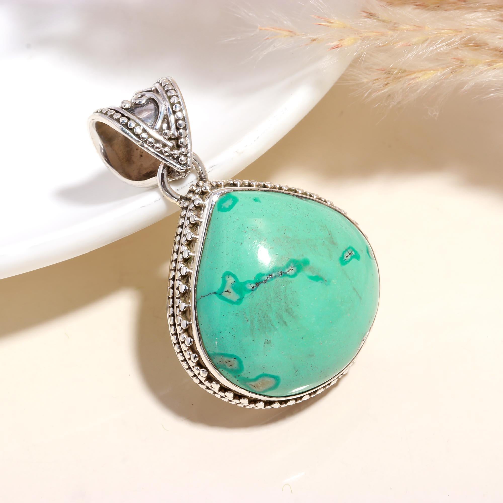 The Turquoise Empress: Teardrop Statement Pendant