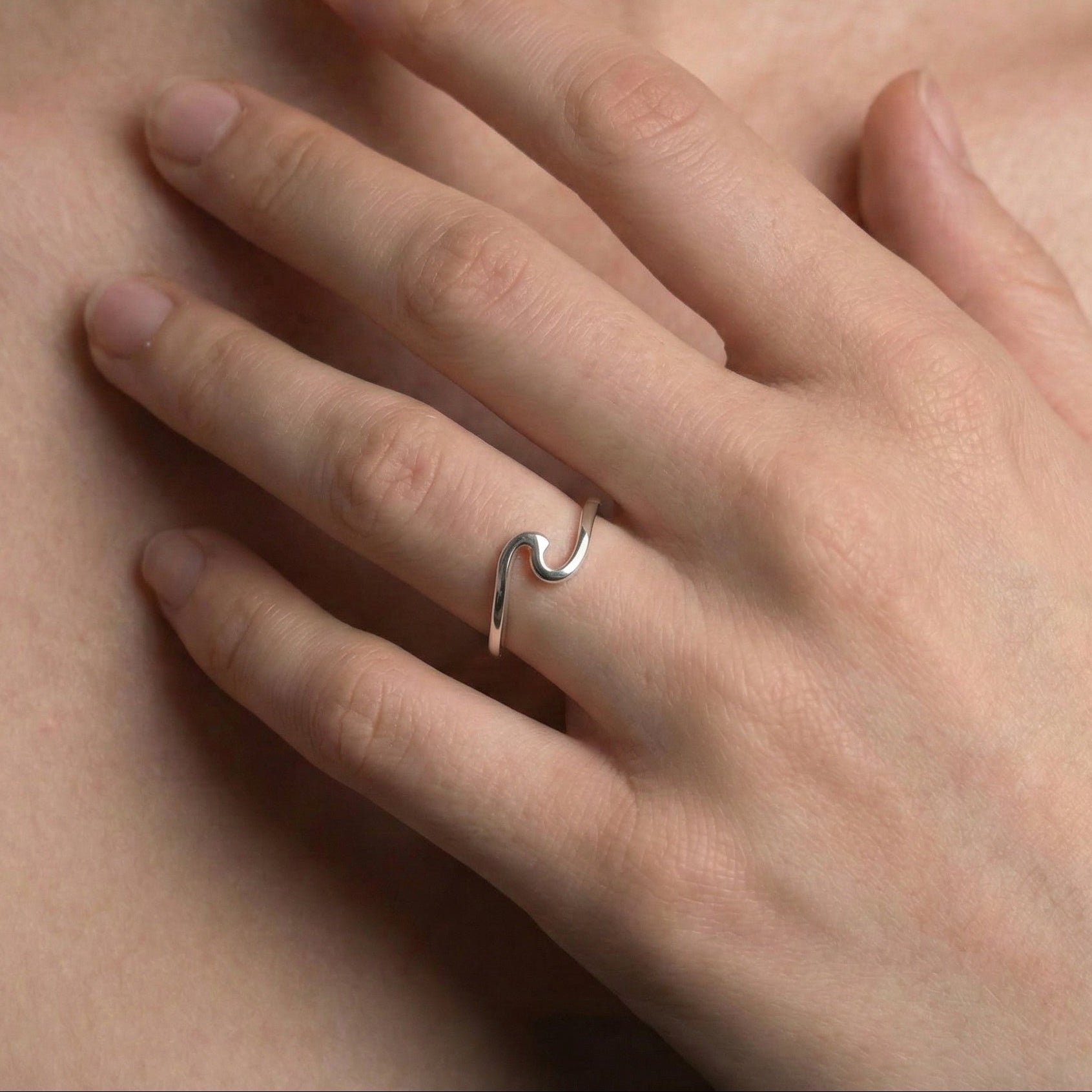 The Ocean Wave: Minimalist Silver Stacking Ring