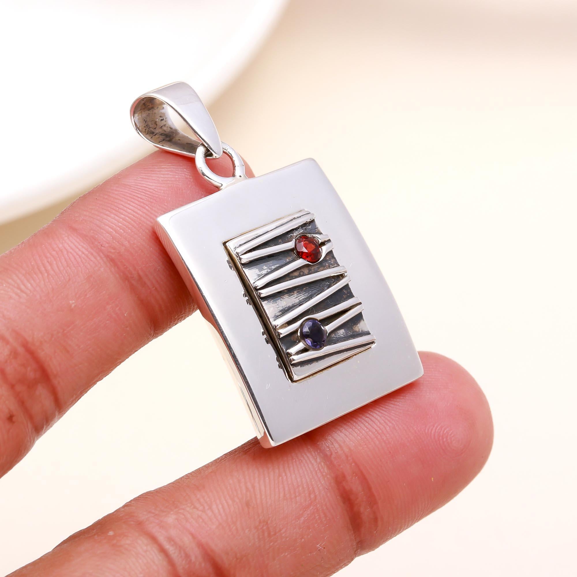 The Linear Tablet: Modern Silver Pendant
