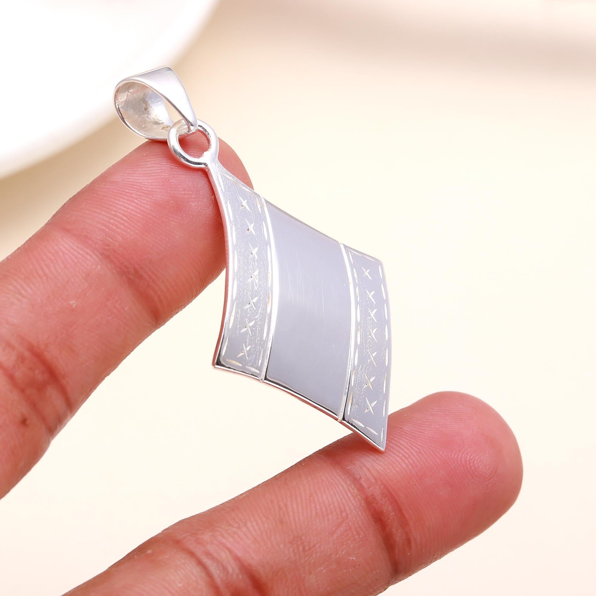 The Silver Kite: Geometric Etched Silver Charm