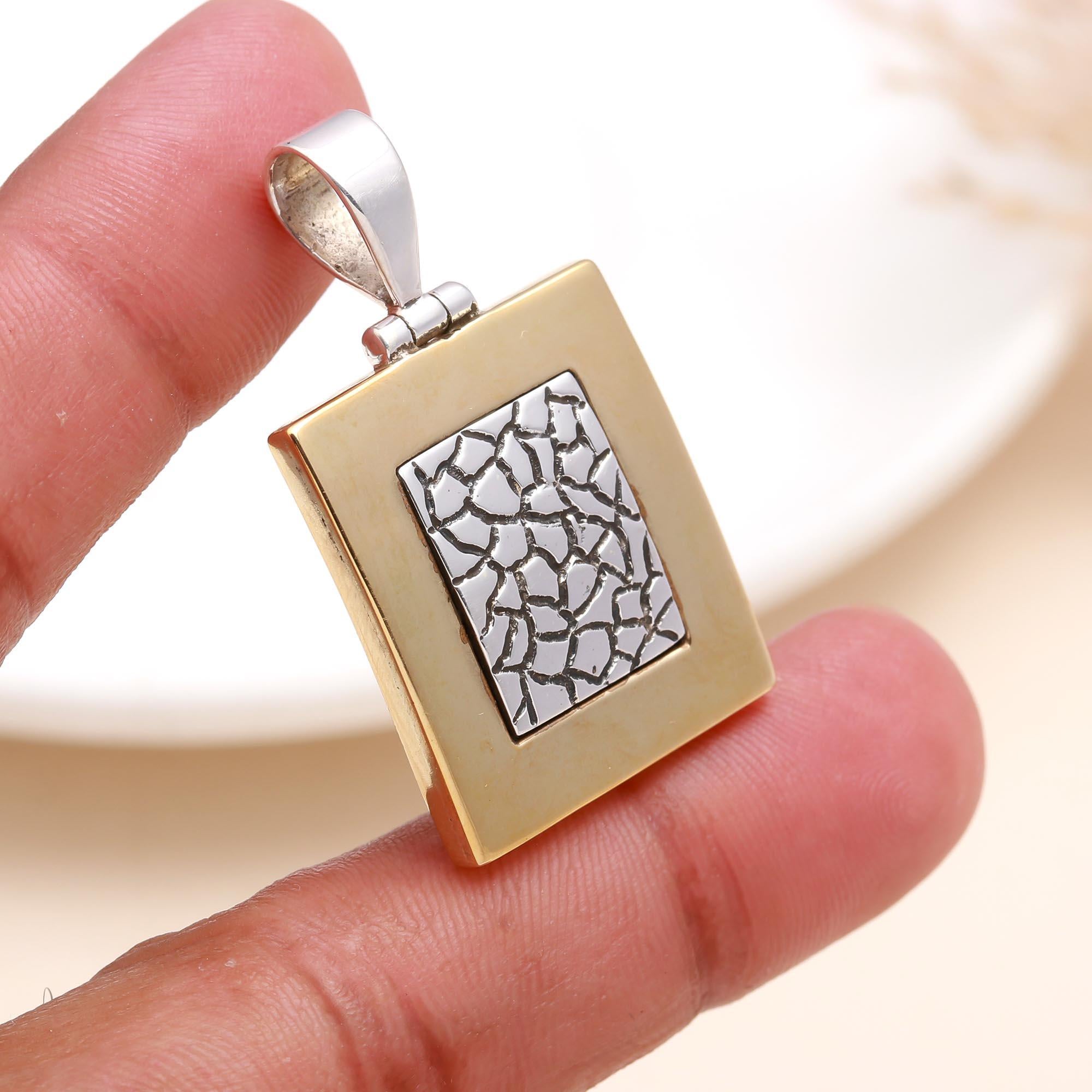 The Gilded Tectonic: Two-Tone Textured Silver Pendant