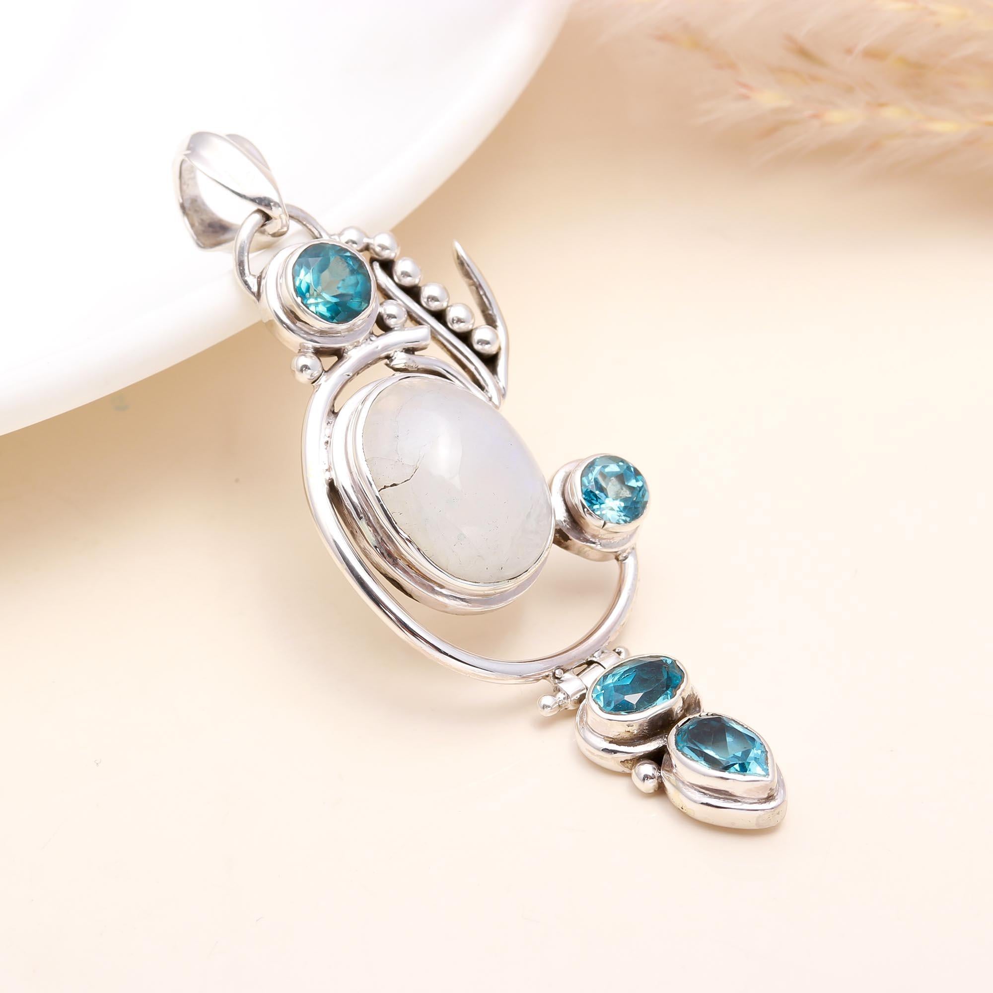 The Moonstone Orbit: Chunky Silver Pendant