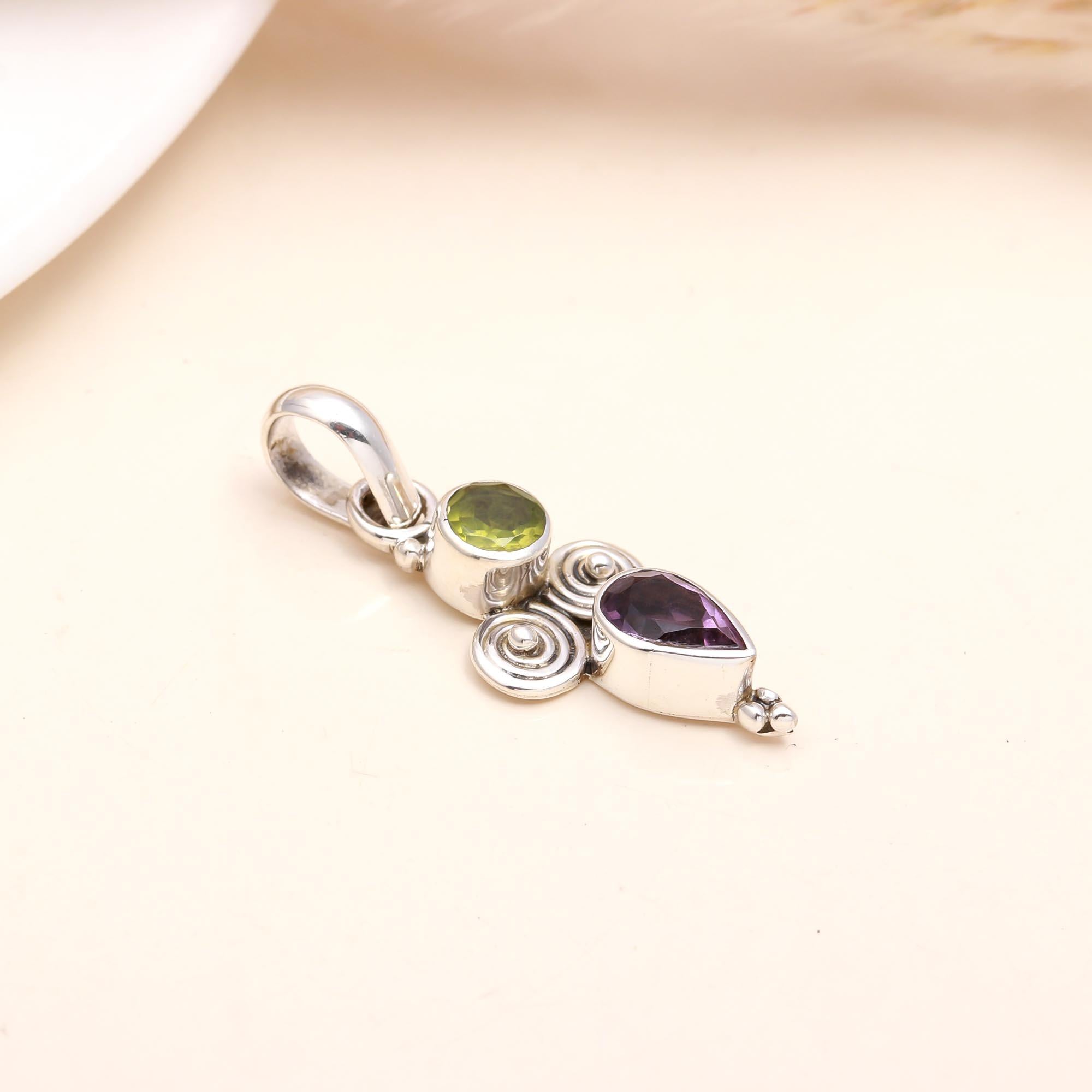 The Verdant Drop: Silver Multi-Stone Drop Charm