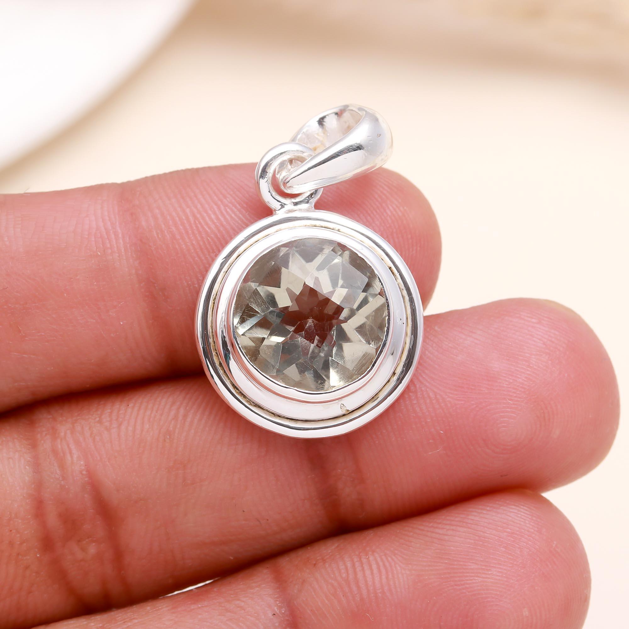 The Luminous Halo: Green Amethyst Silver Charm